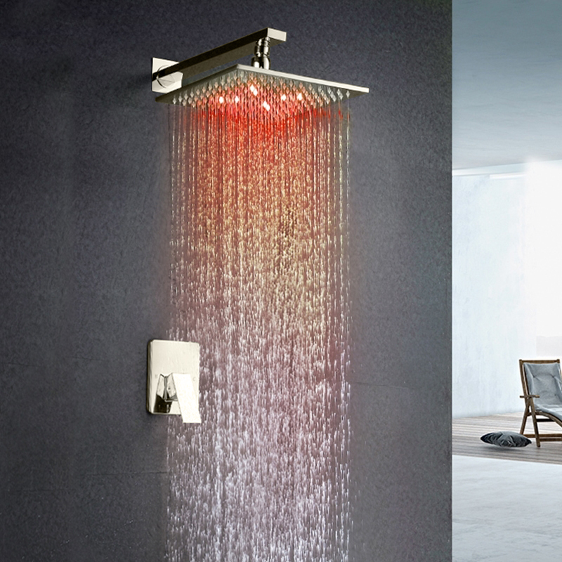 Fontana Amancio Wall Mount Brushed Nickel Finish LED Shower Set