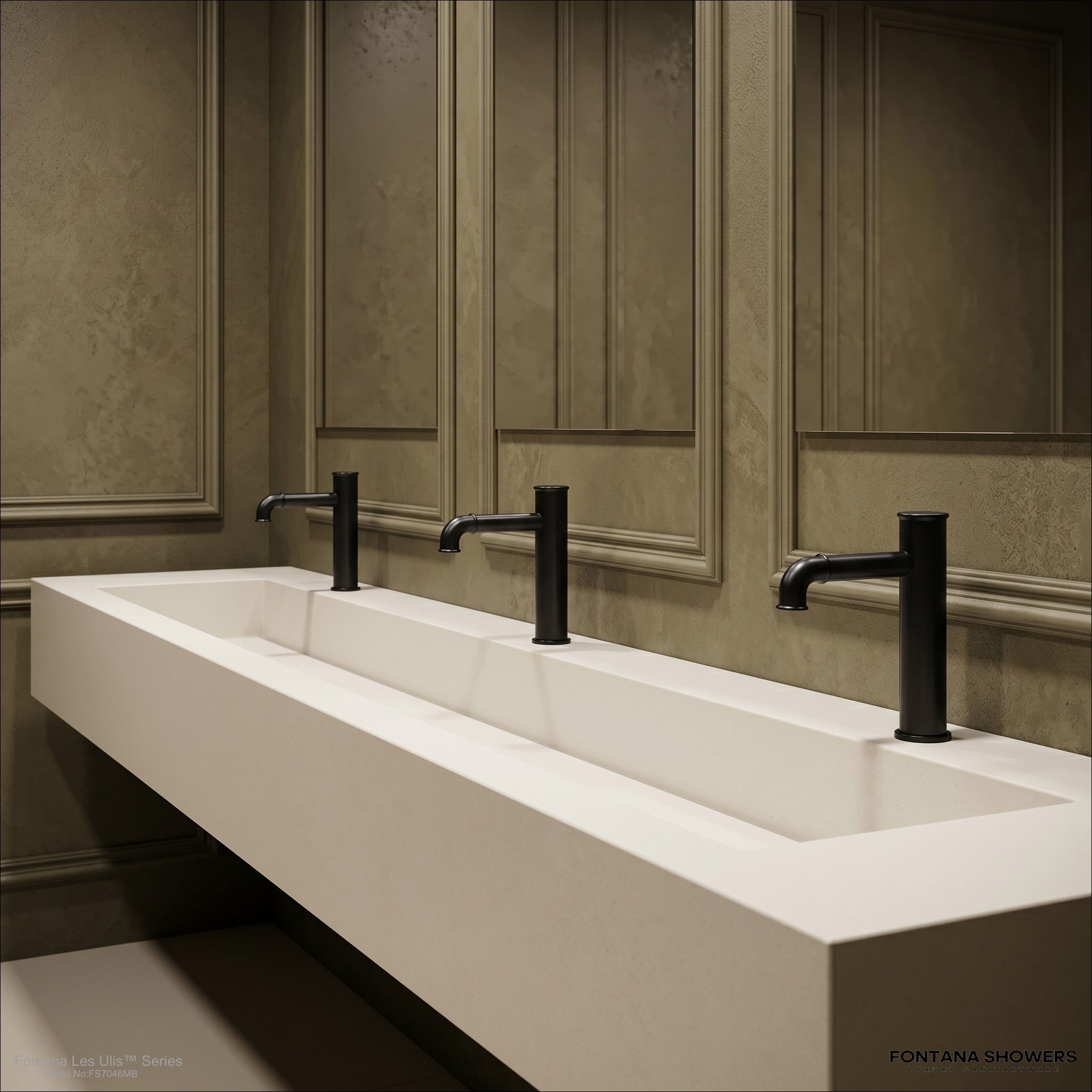 Fontana Les Ulis Matte Black Touchless Deck Mounted Bathroom Sink Faucet FS7046MB