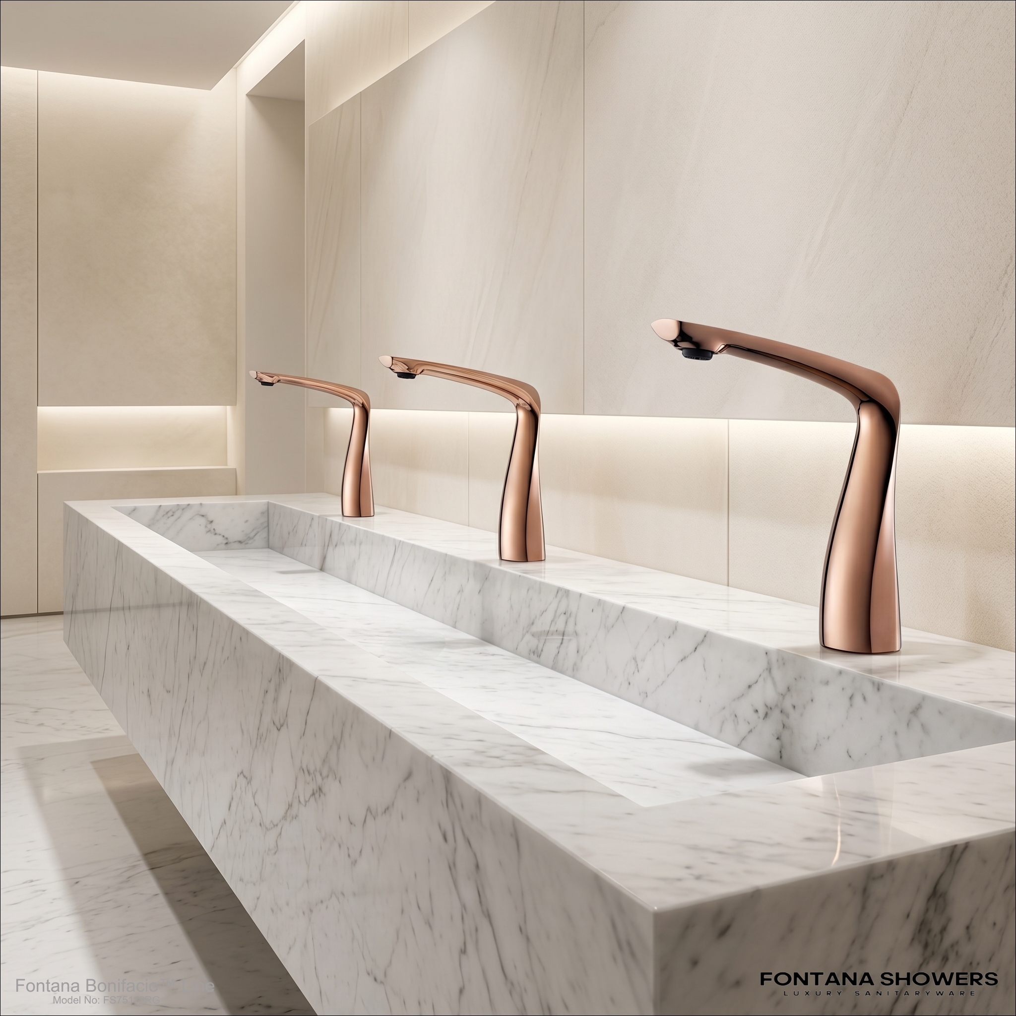 Fontana Bonifacio Rose Gold Luxury Touchless Bathroom Basin Faucet FS75112RG