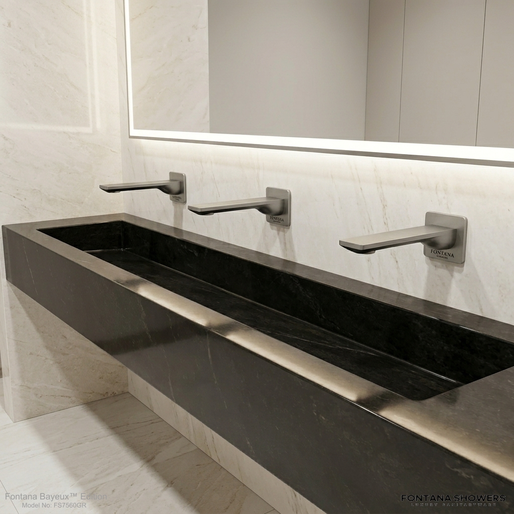 Fontana Bayeux Grey Square Wall Mounted Touchless Faucet FS7560GR
