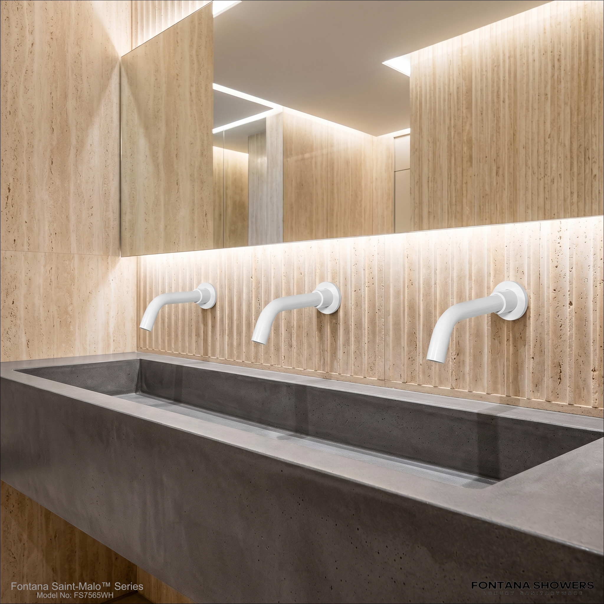 Fontana Saint-Malo White Copper Wall Mounted Touchless Faucet FS7565WH