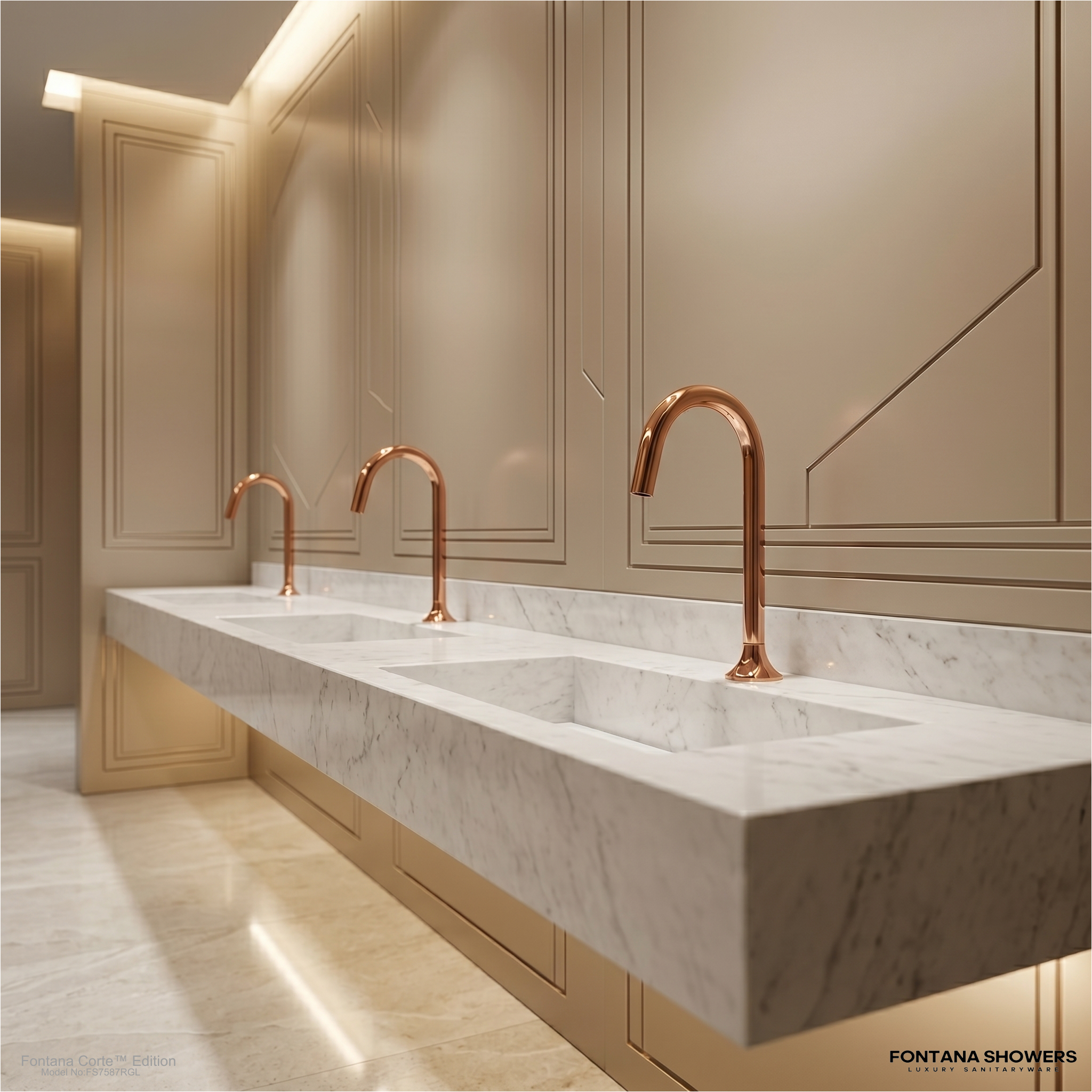 Fontana Corte Rose Gold Brass Touchless Bathroom Faucet FS7587RGL