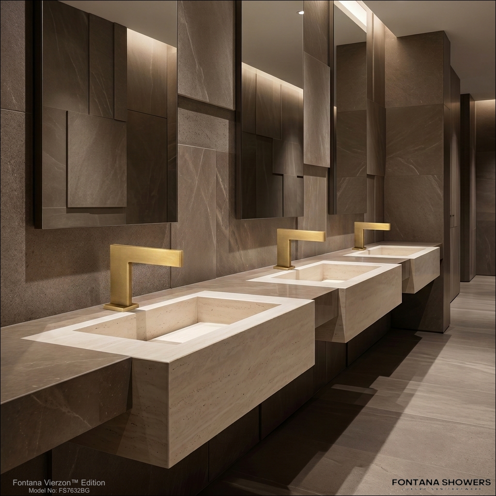 Fontana Vierzon Brushed Gold Deluxe Touchless Bathroom Sink Faucet FS7632BG