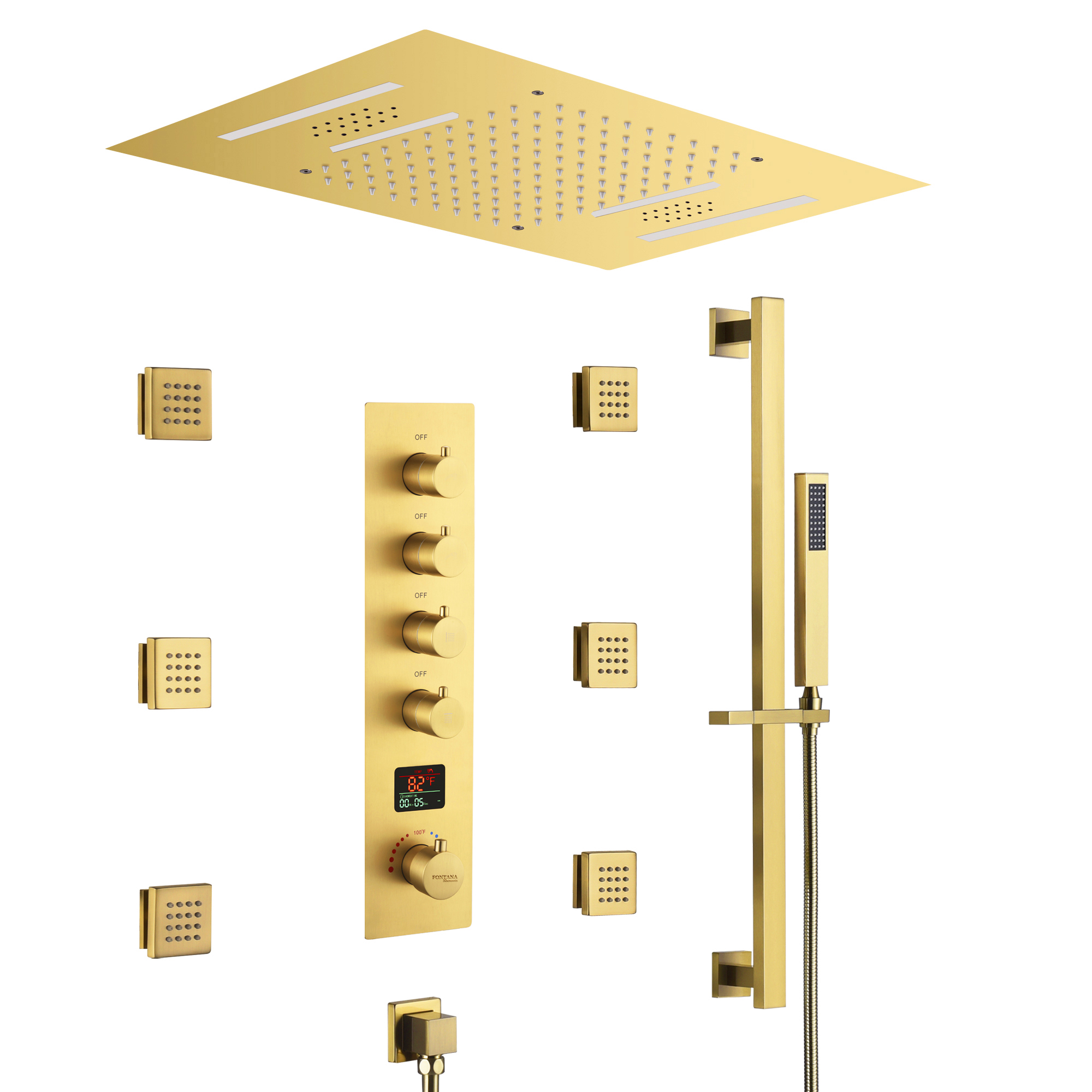 Fontana Le Portel Gold Digital 4 Function Luxury Shower Set | 4 ...