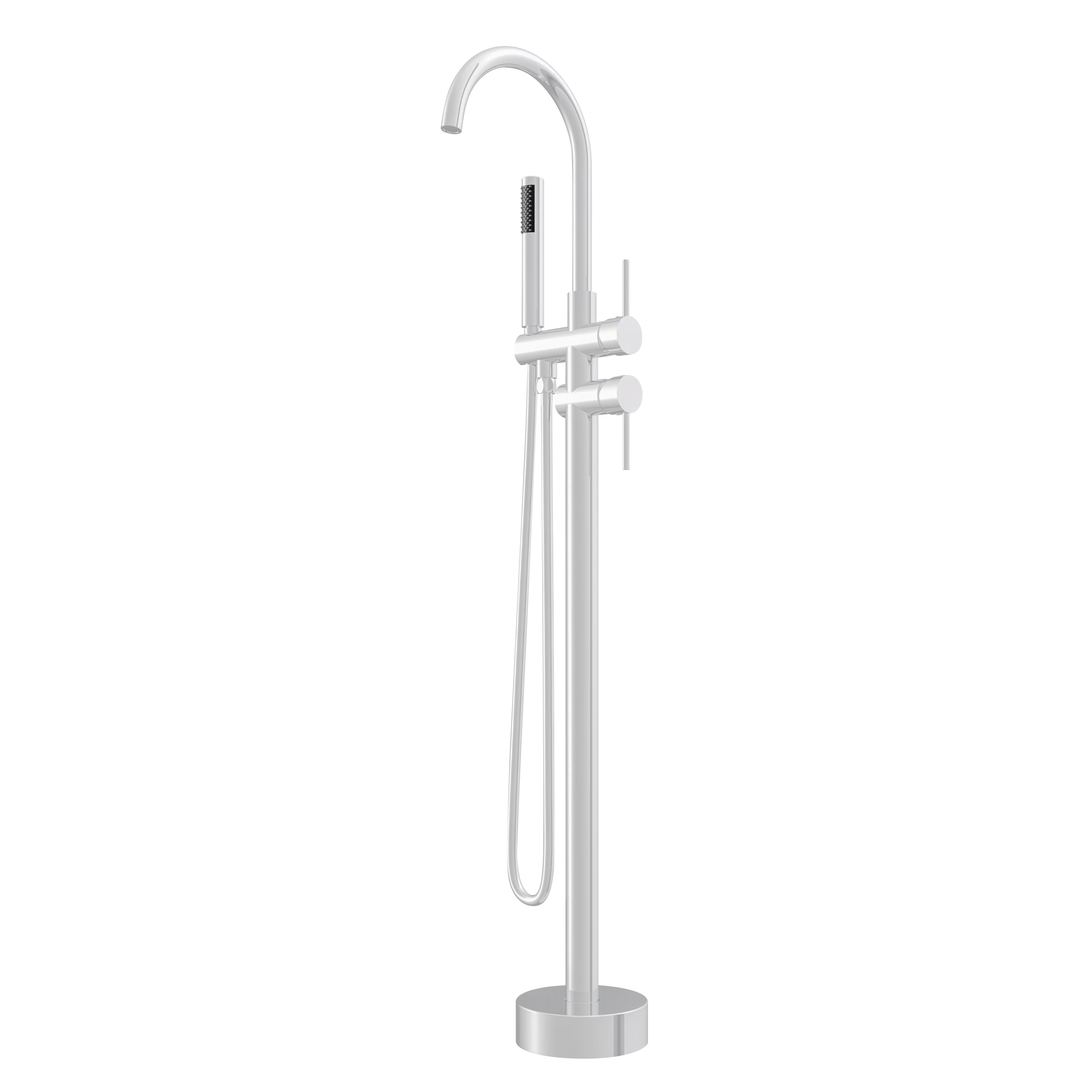 Fontana Adra Brass Matte White Bathtub Floor Mixer Tap With Hand Shower ...