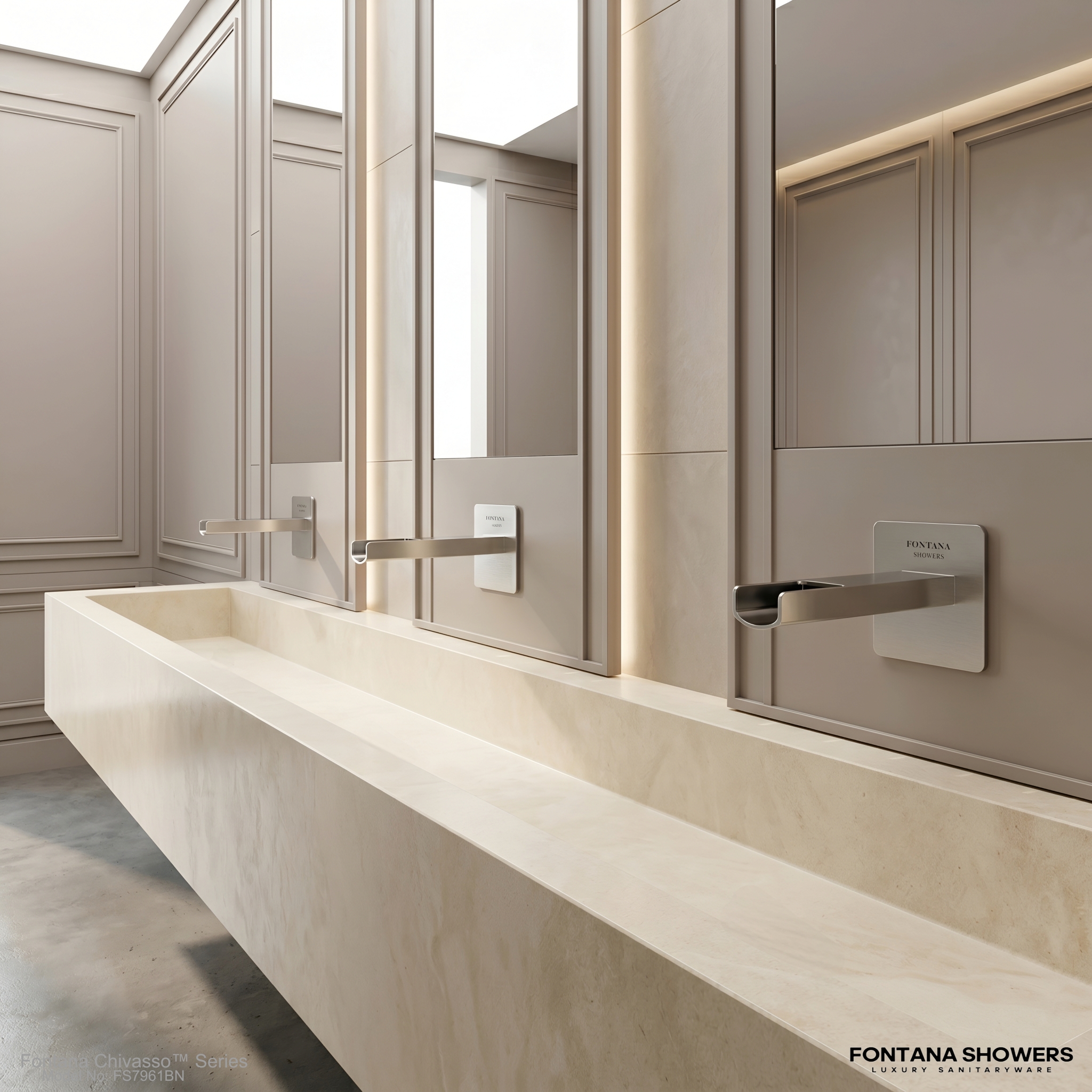 Fontana Chivasso Brushed Nickel Wall-Mounted Touchless Faucet Waterfall Design FS7961BN