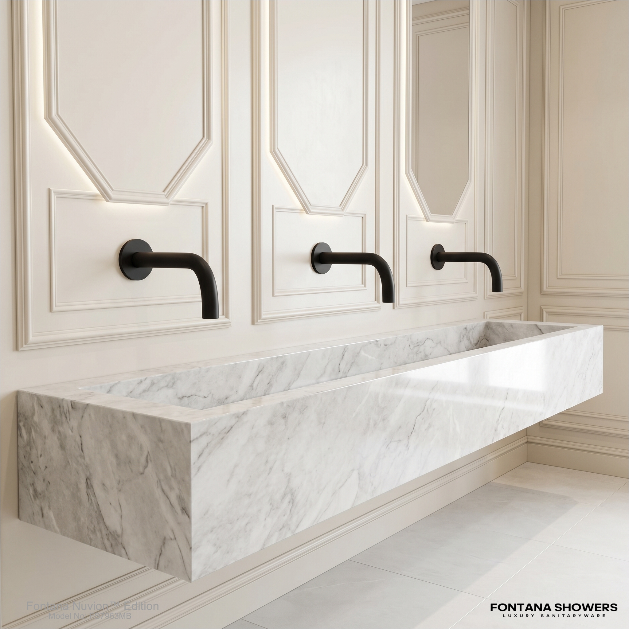 FontanaNuvion Wall Mounted Matte Black Luxury Touchless Faucet FS7963MB