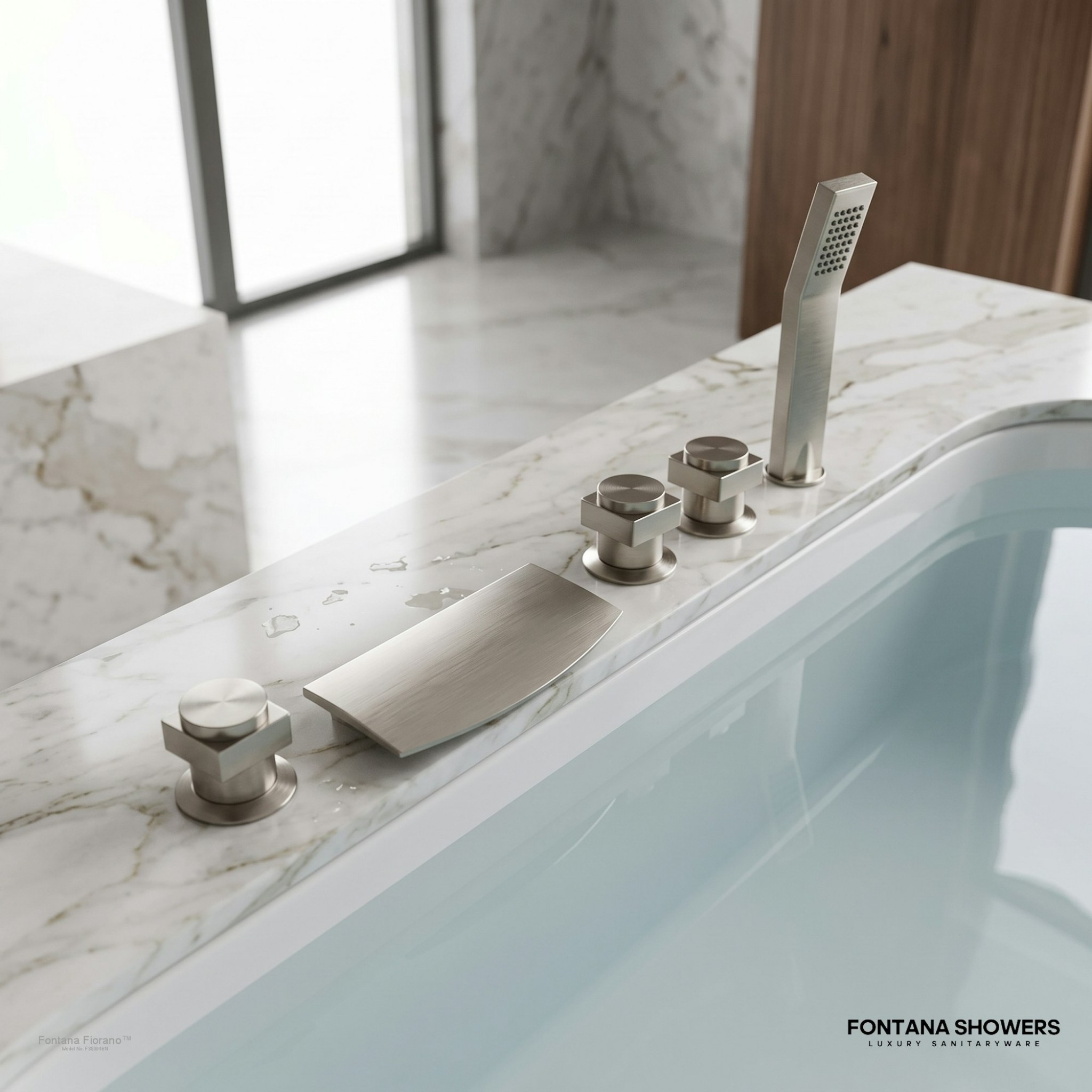 Brushed Nickel Triple-Handle Bathtub Faucet
