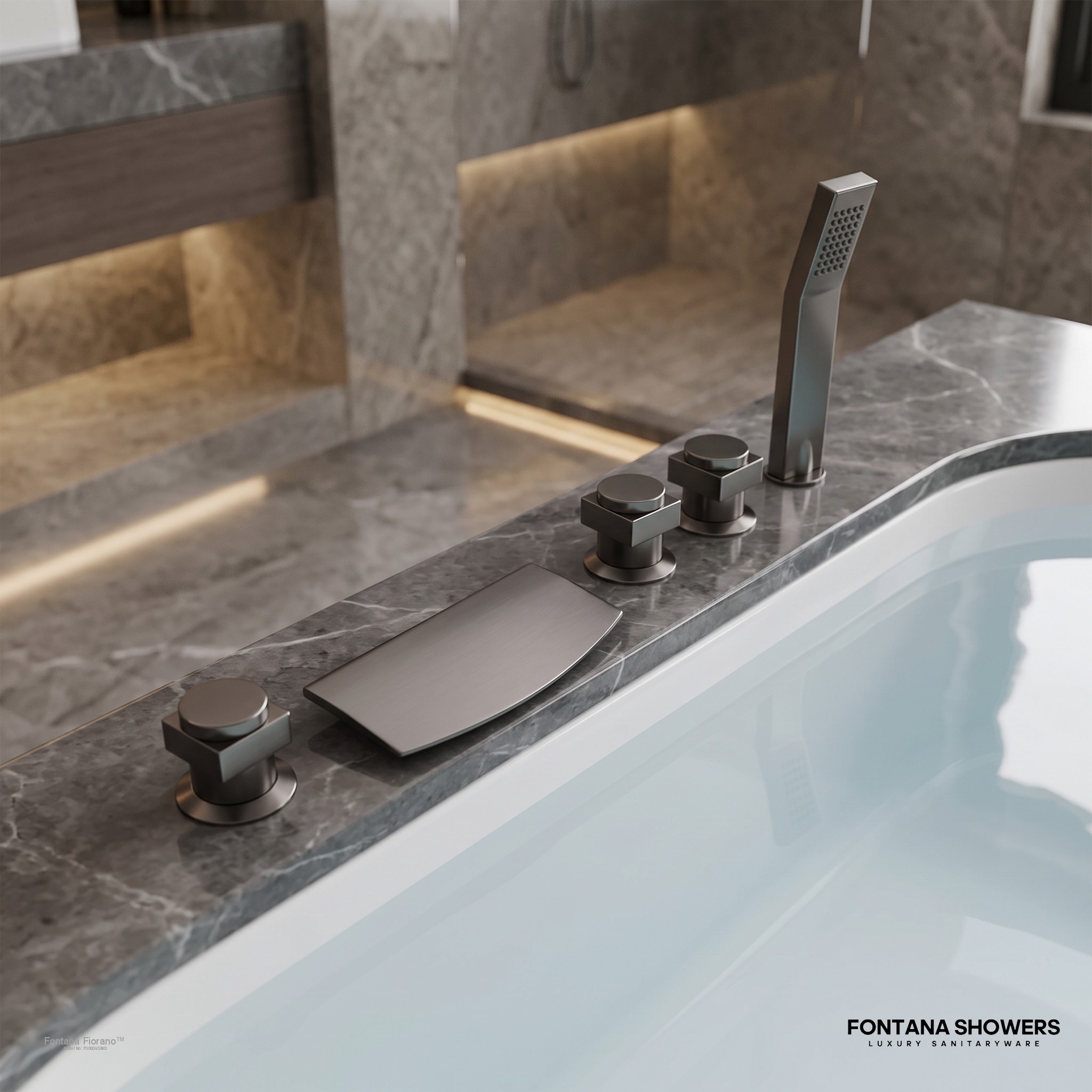 Gunmetal Gray Bathtub Faucet with Hand Shower