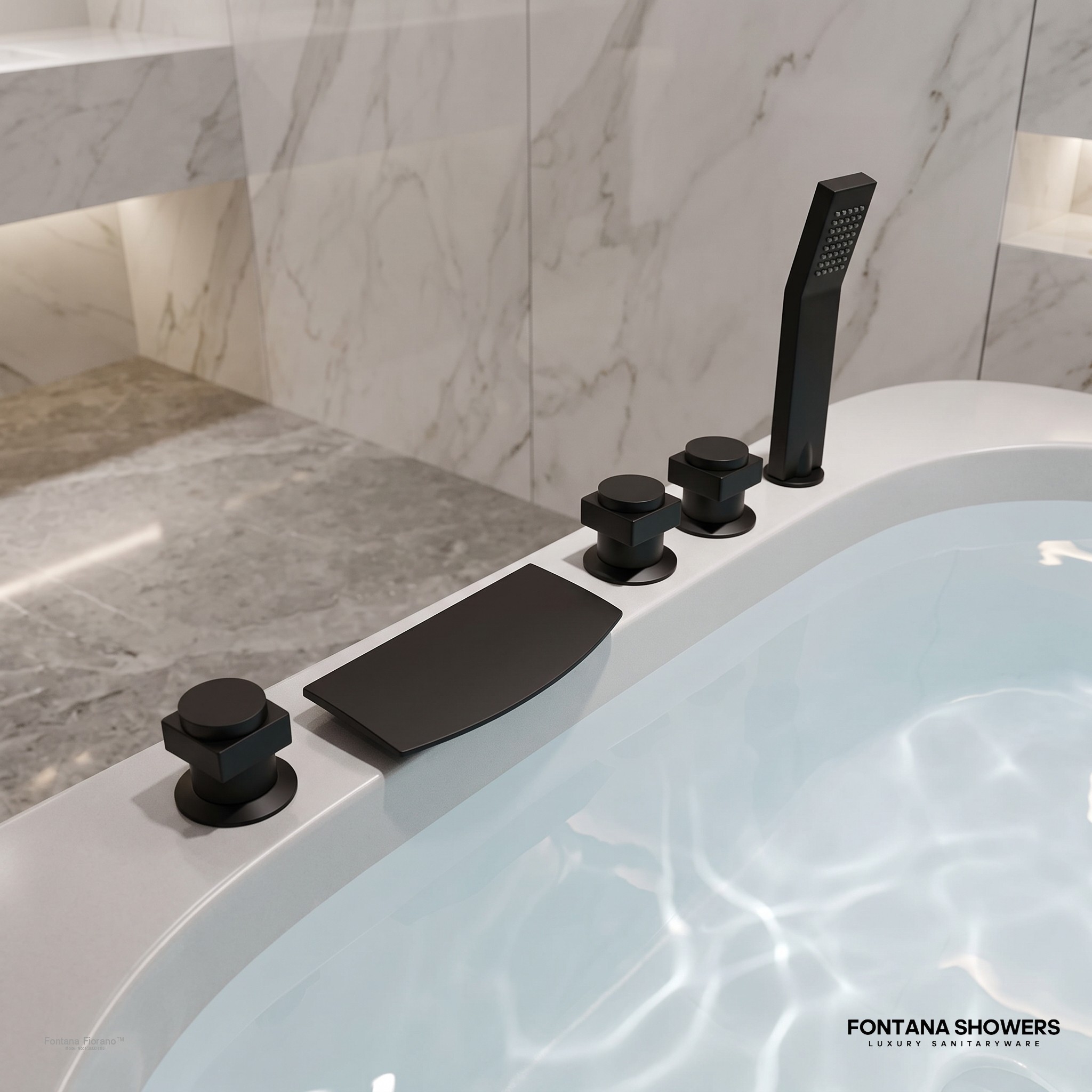 Matte Black Triple-Handle Bathtub Faucet Set