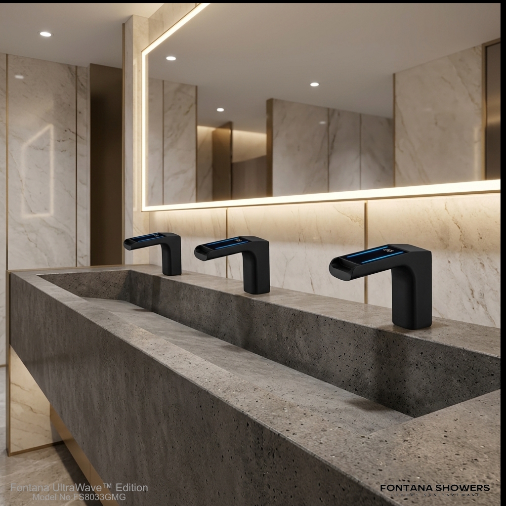 FontanaAquaPulse Gun Metal Grey Brass Touchless Faucet with LED Temperature Display FS8033GMG