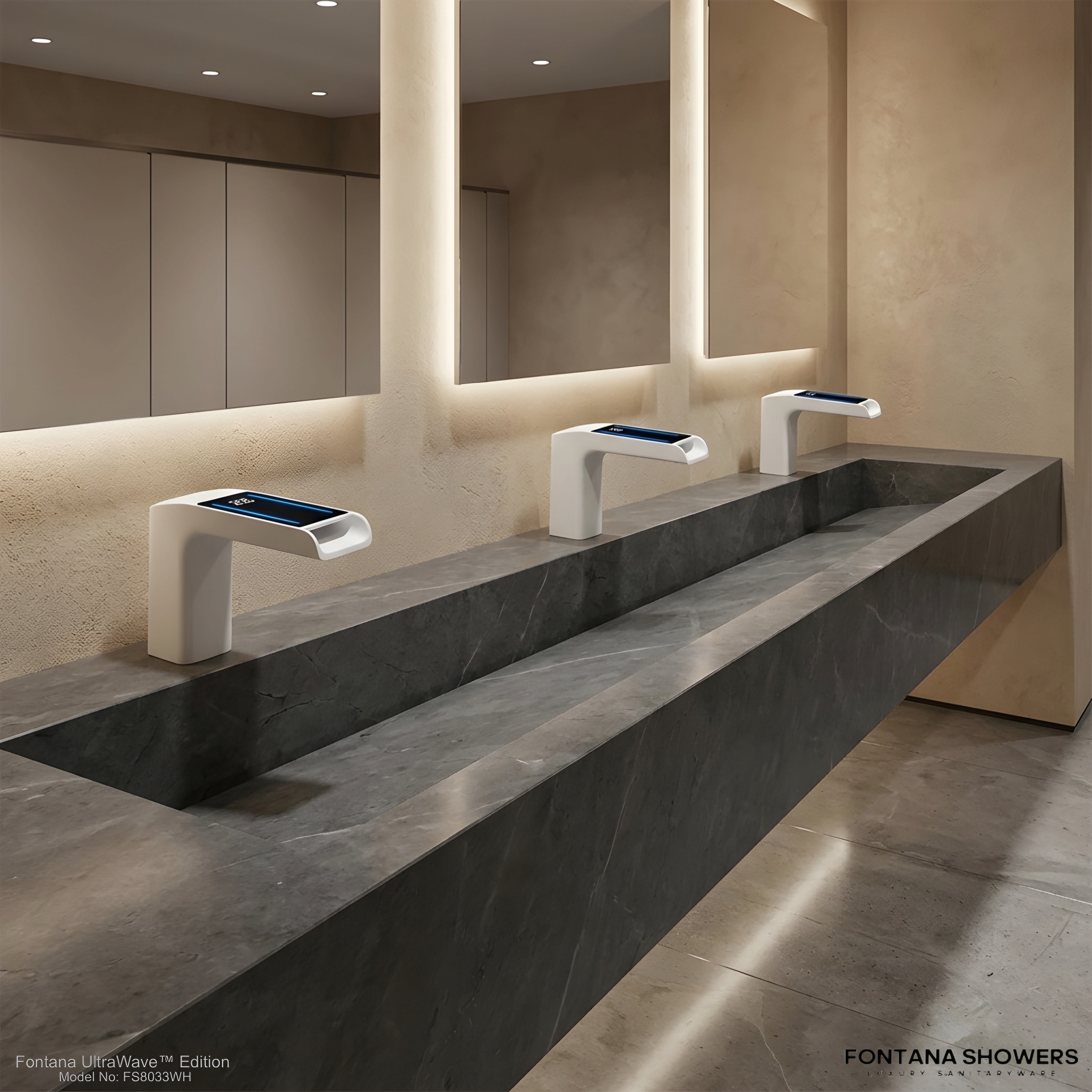 FontanaUltraWave White Pure Touchless Faucet with LED Temperature Display FS8033WH