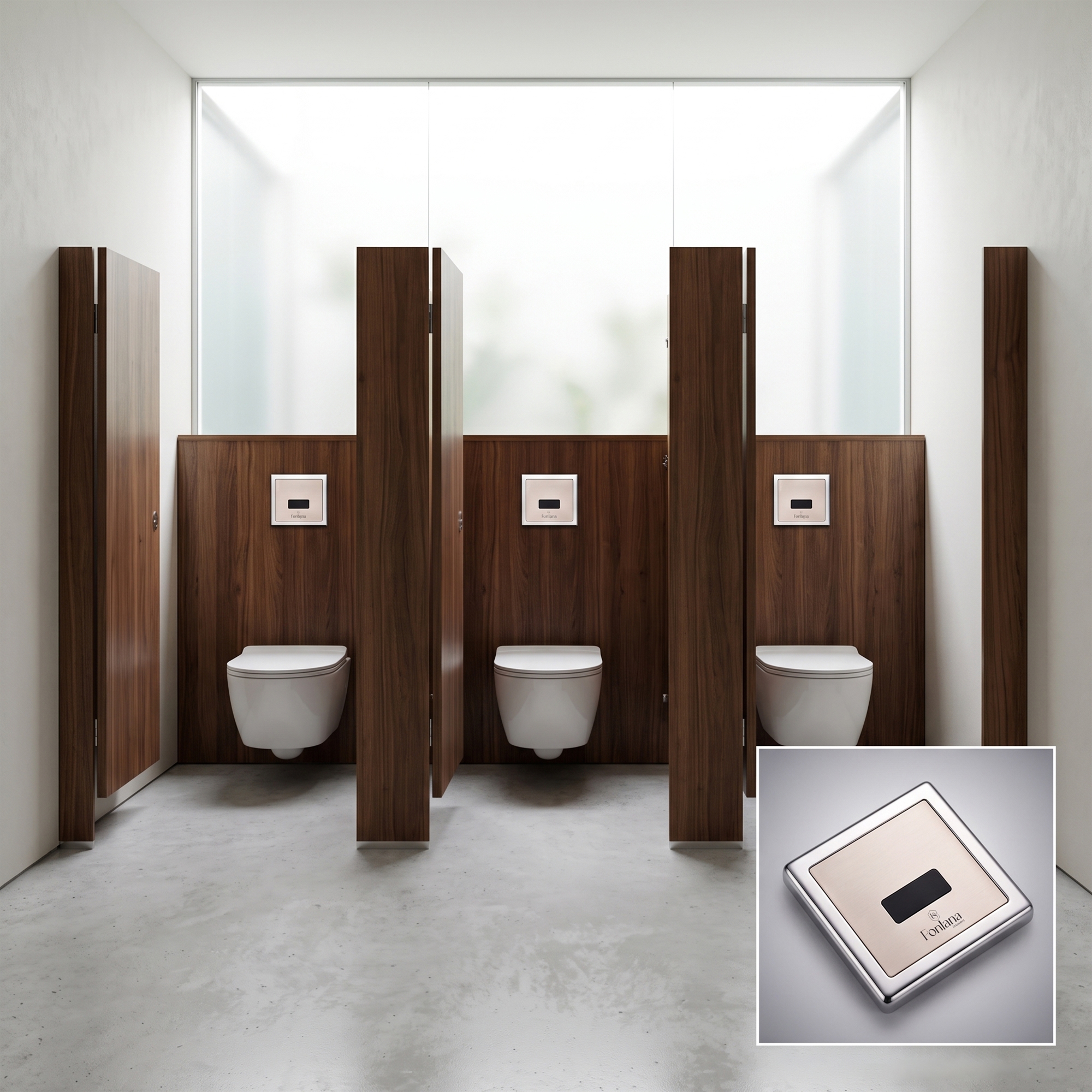 Fontana FlushNet Satin Frost smart network-integrated sensor flush valve