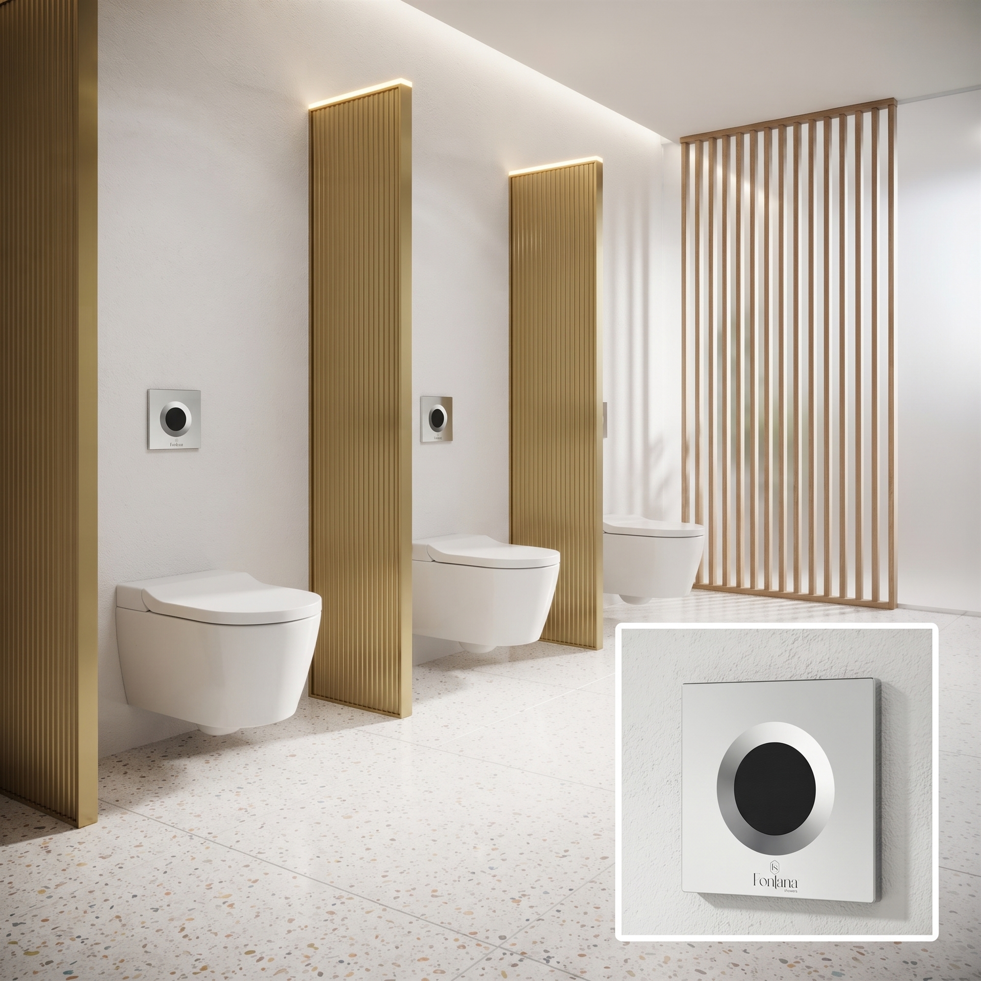 Fontana XSeries Eclipse Tone black and white automatic urinal flush valve