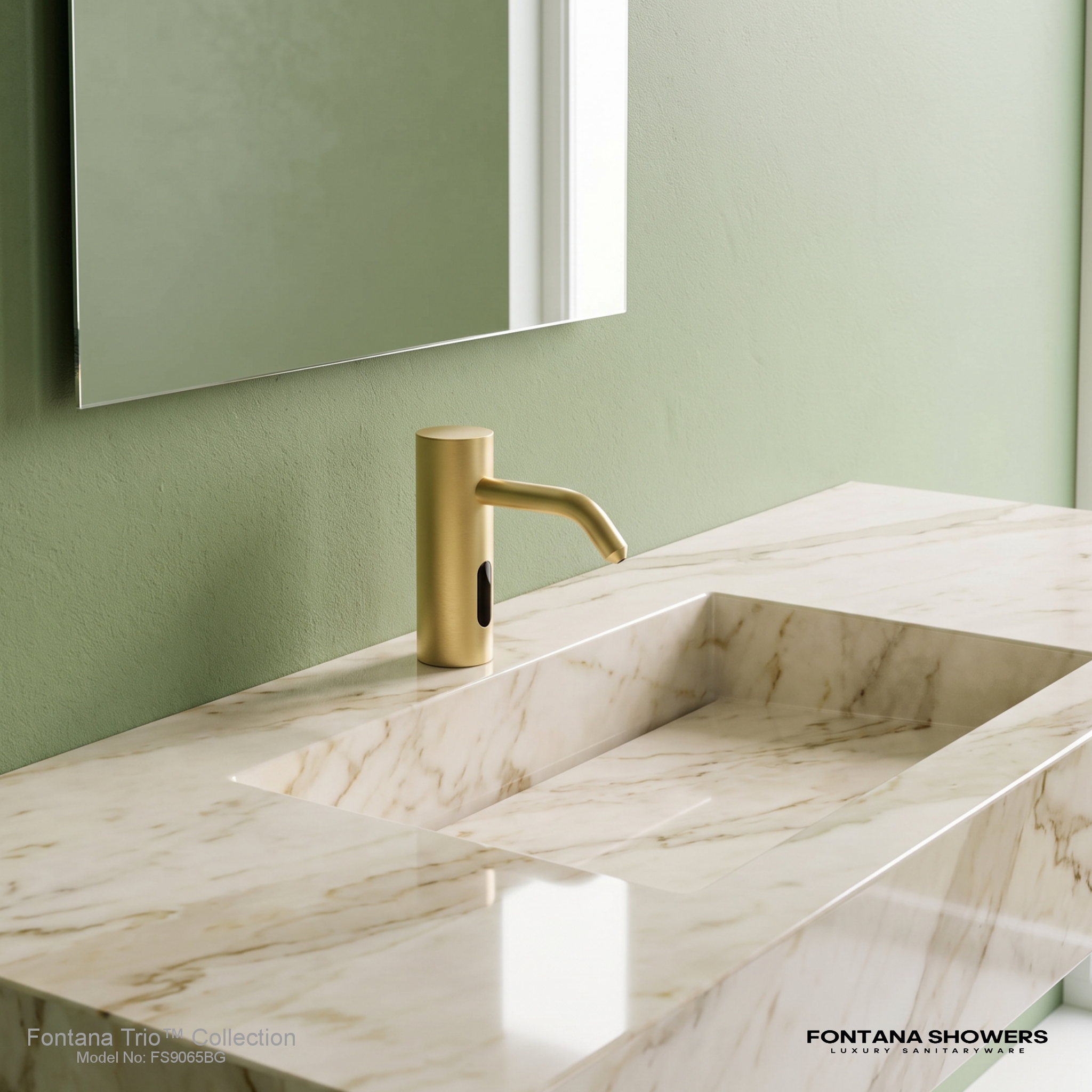 Fontana Trio Commercial Brushed Gold Brass Deck Mount Automatic Sensor Liquid Soap Dispenser