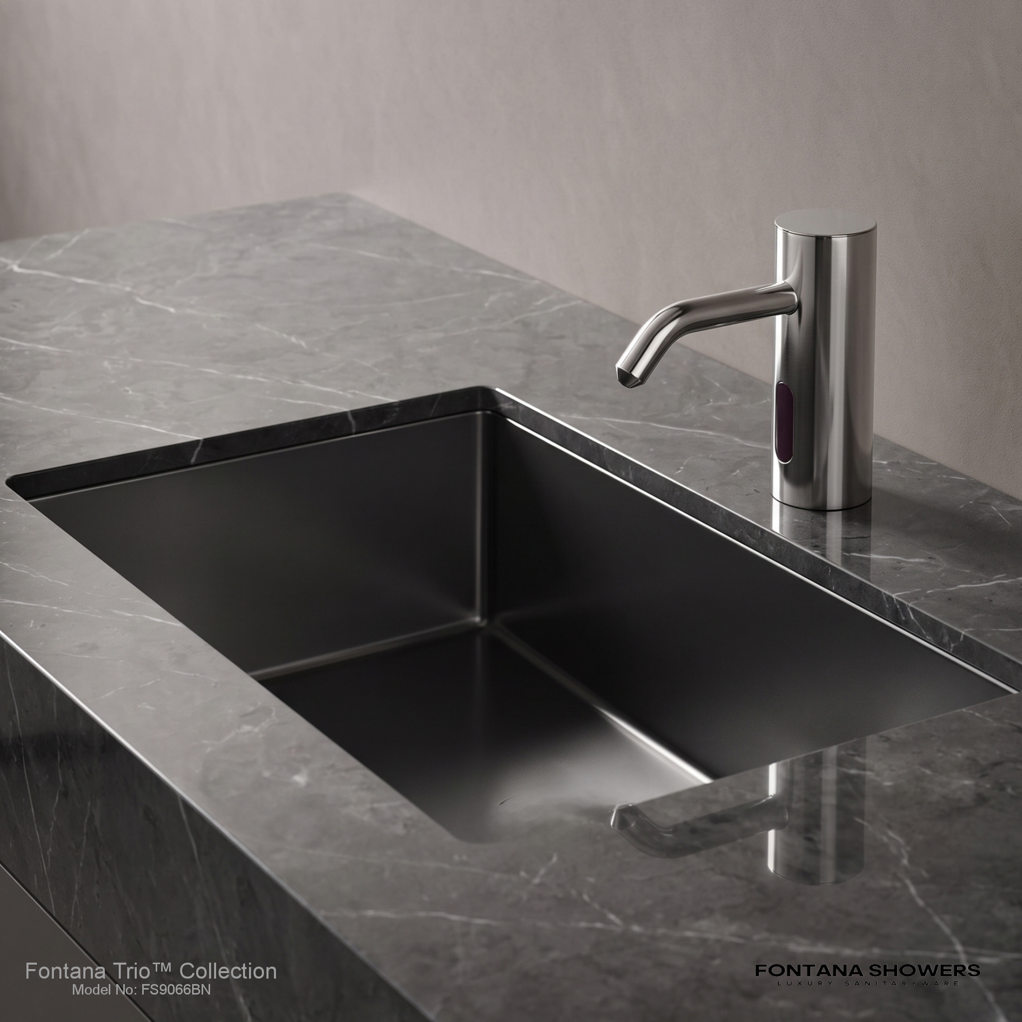 Fontana Trio Commercial Brushed Nickel Brass Deck Mount Automatic Sensor Liquid Soap Dispenser