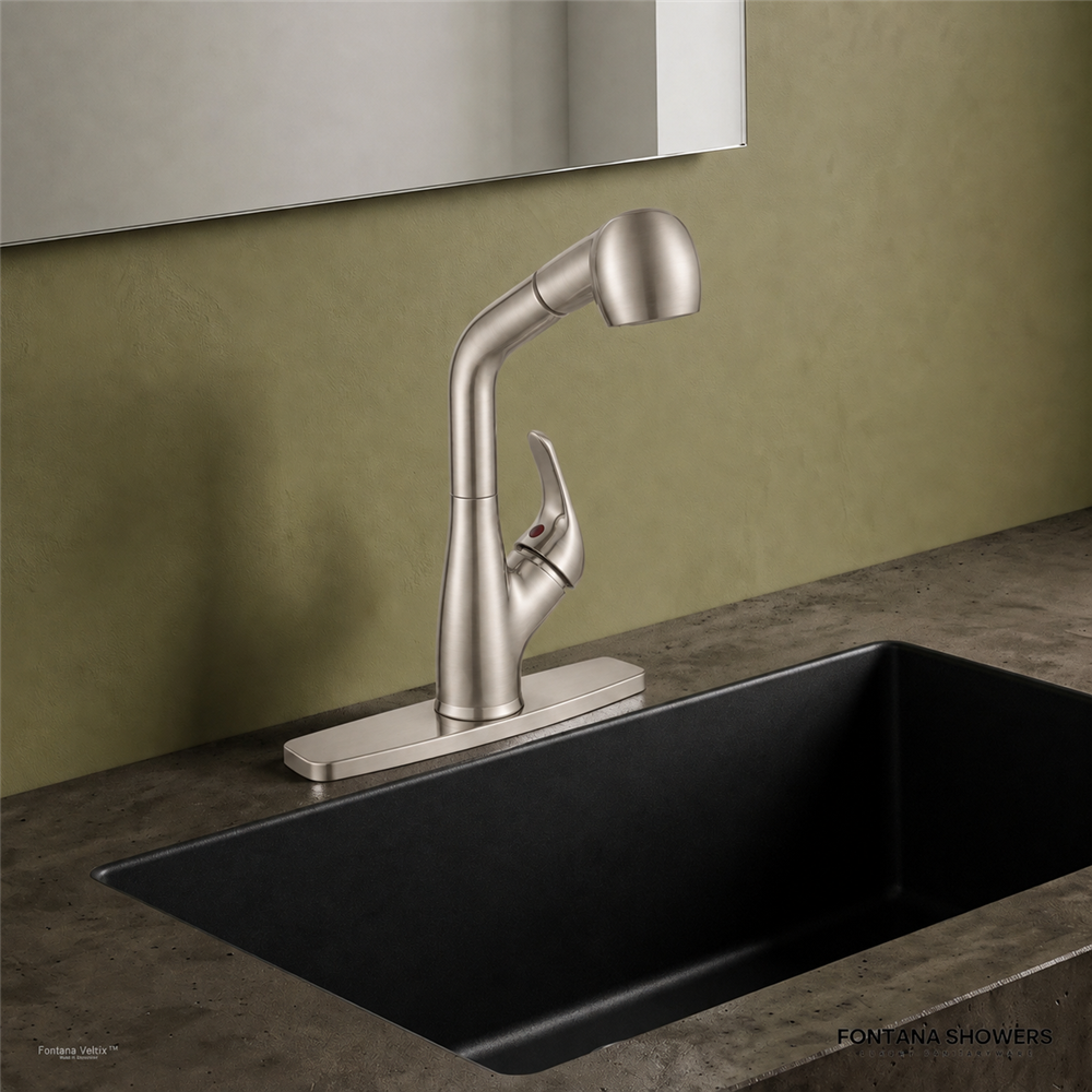 RV Brushed Nickel Single Handle Pull-Out Travel Faucet - FS9453