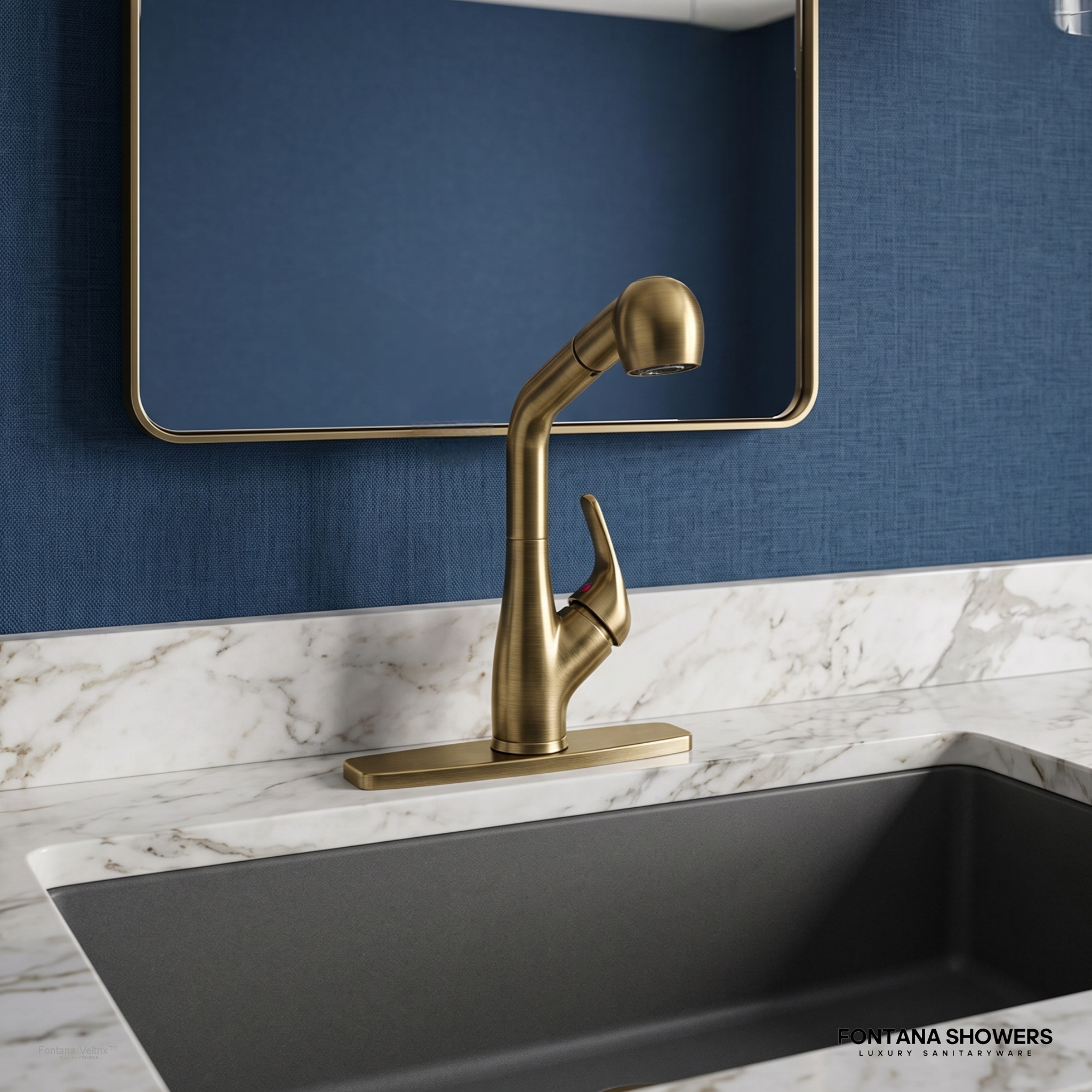 Fontana Veltrix Line RV Antique Brass Pull-Out Single Handle RV Faucet - FS9453AB