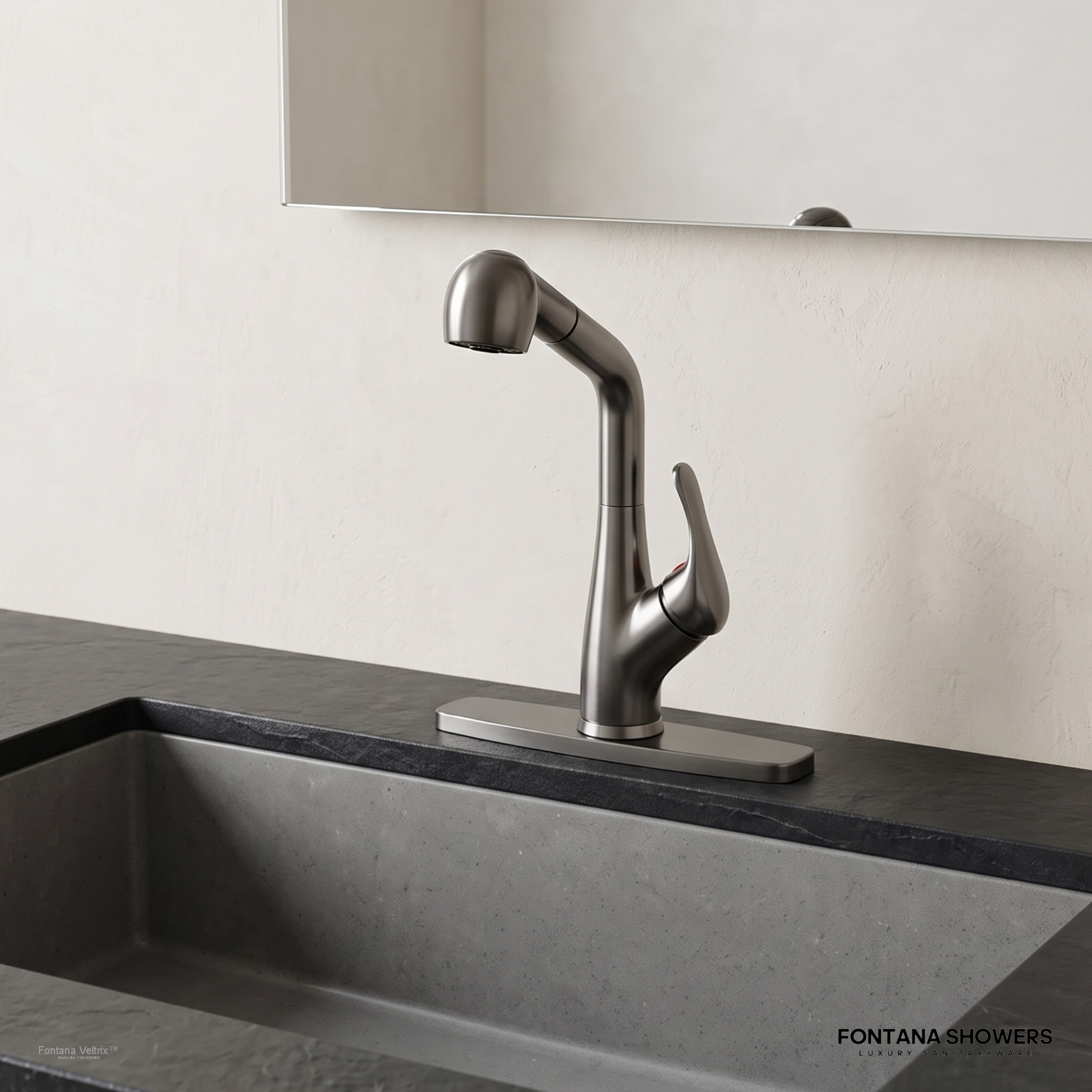 Fontana Veltrix Line Gun Metal Gray Luxury Pull-Out RV Travel Faucet - FS9453GMG