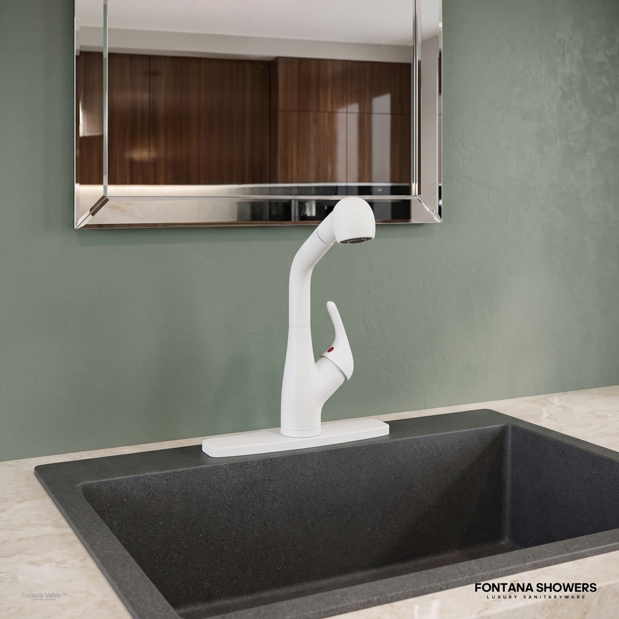 Fontana Veltrix Line RV Matte White Single Handle Pull-Out Travel Faucet - FS9453MW