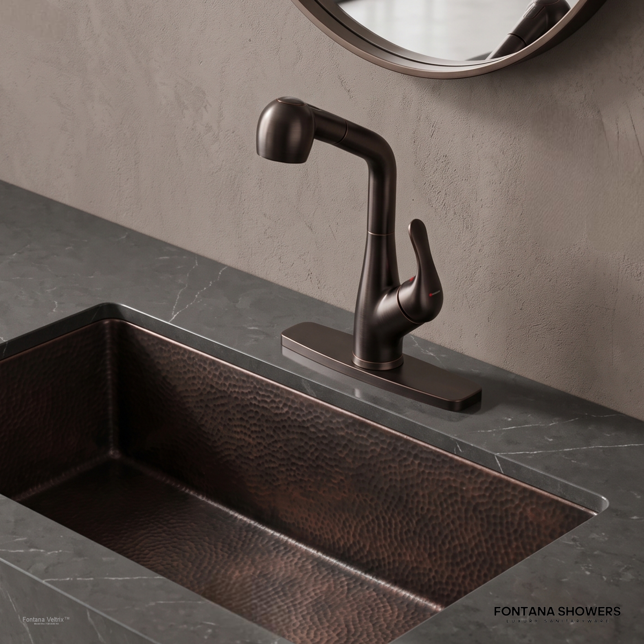 Fontana Veltrix Line RV Oil Rubbed Bronze Single Hole Pull-Out Kitchen Faucet - FS9453ORB