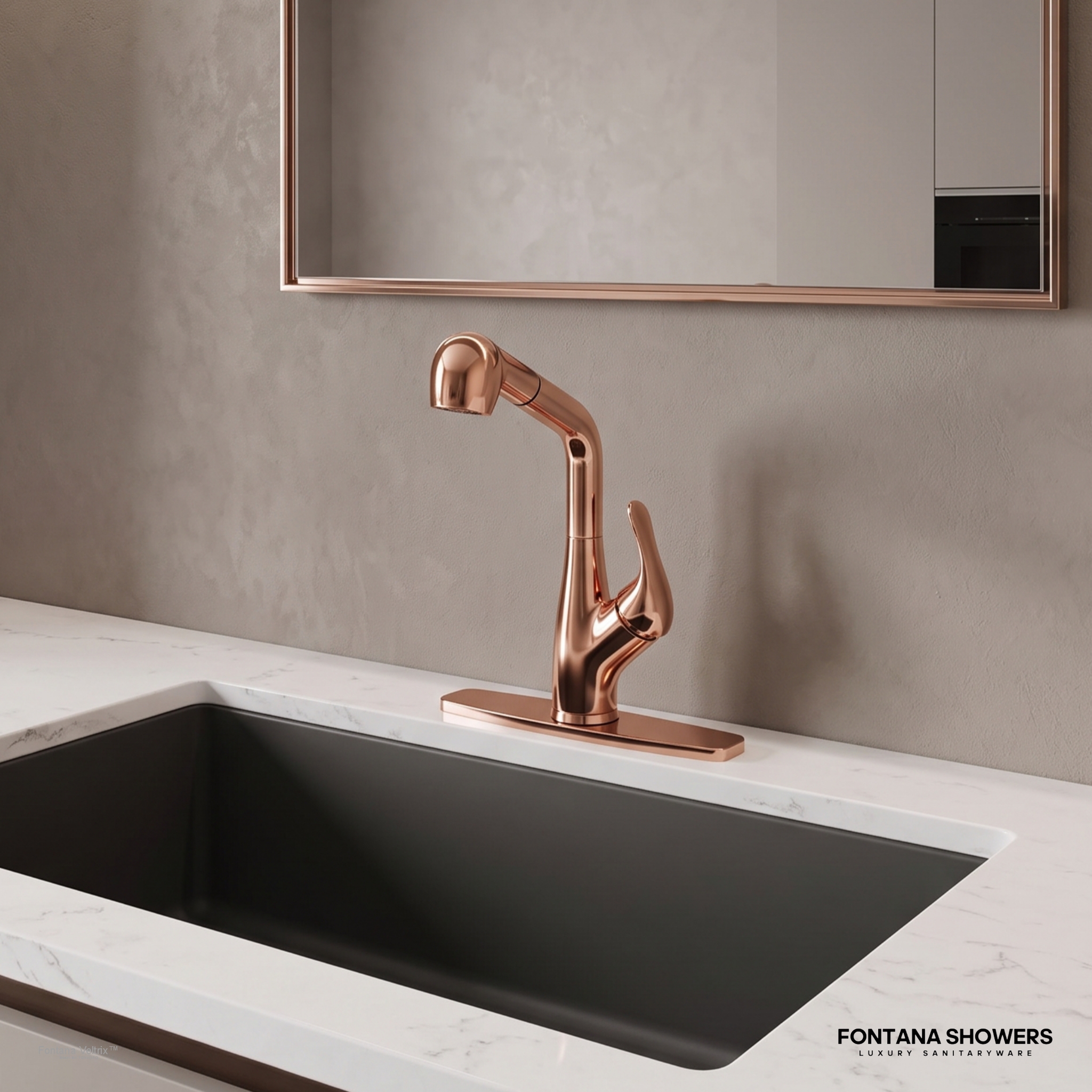 Fontana Veltrix Line RV Rose Gold Luxury Pull-Out Travel Faucet - FS9453RG