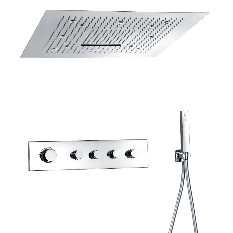 Fontana Platinum Thermostatic Ceiling Mount Bathroom Rain Shower Set