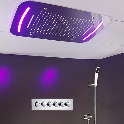 Fontana Rio Ceiling Mount 4 Functions Thermostatic LED Multifunction Shower Set