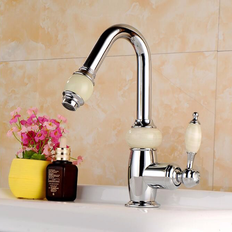 Fontana Béziers Luxury Short Chrome Brass Jade Water Body Bathroom Sink Faucet