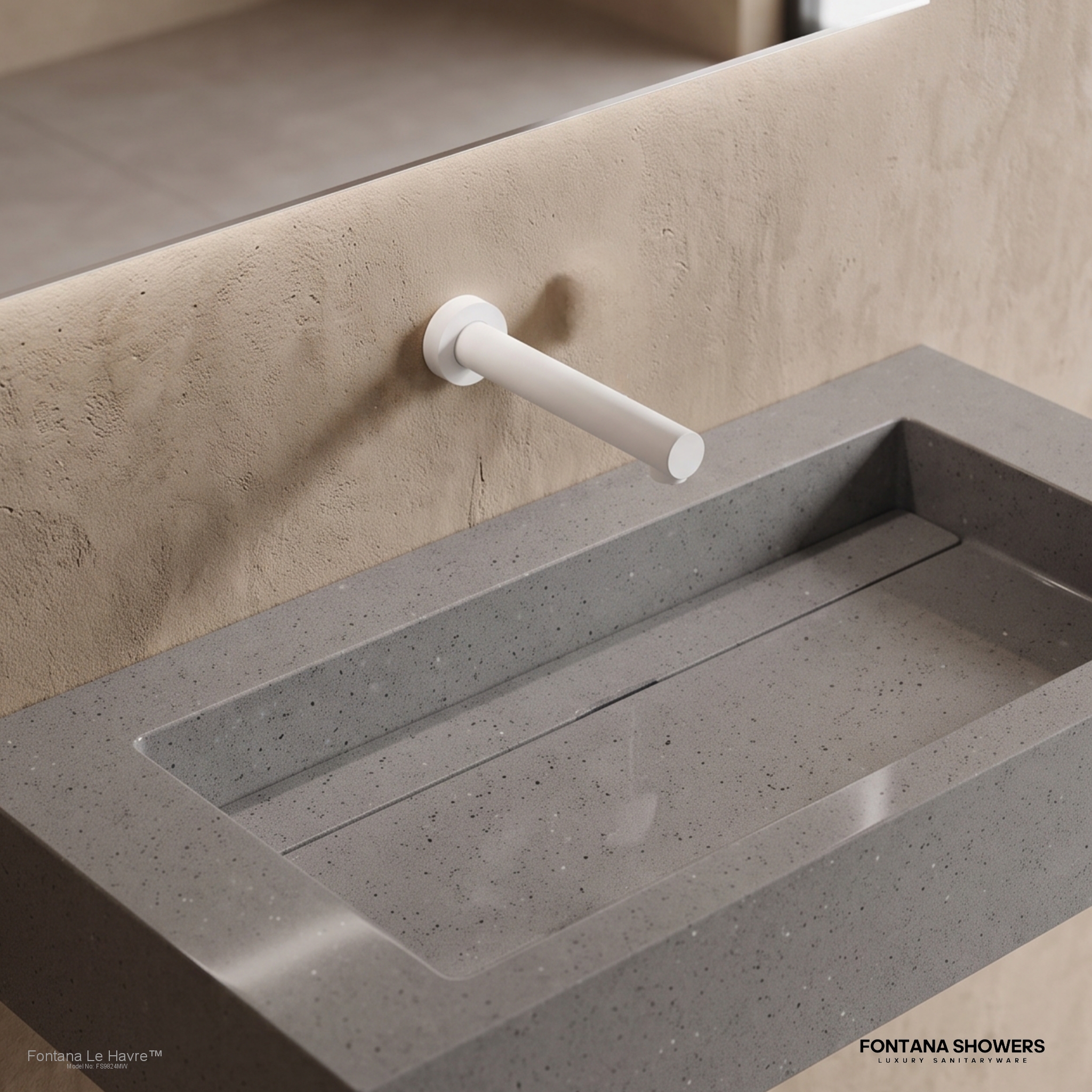 Fontana Le Havre Edition wall mount sensor faucet in matte white