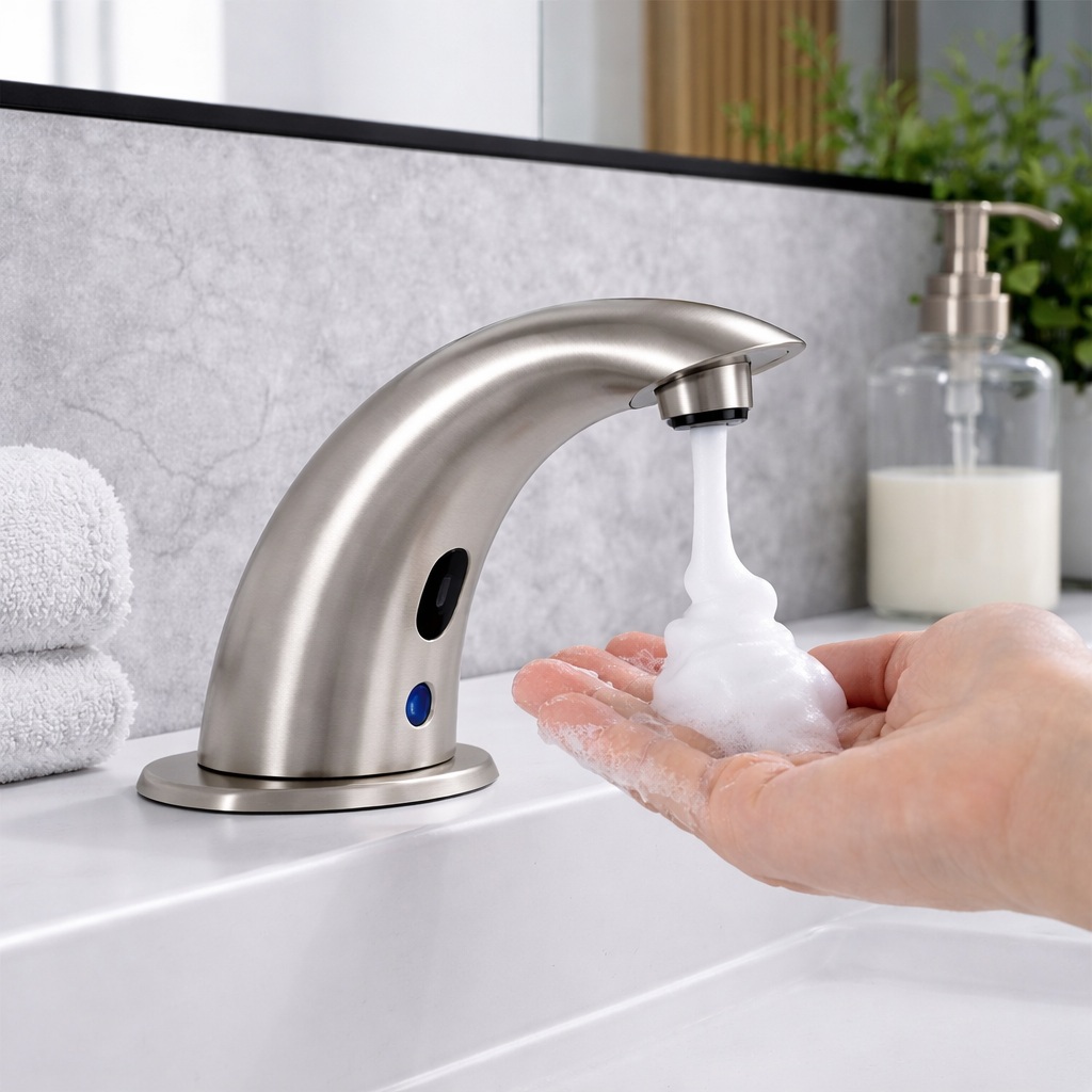 Fontana Brushed Nickel Deck Mount Automatic Touchless Soap Dispenser model FS9842B
