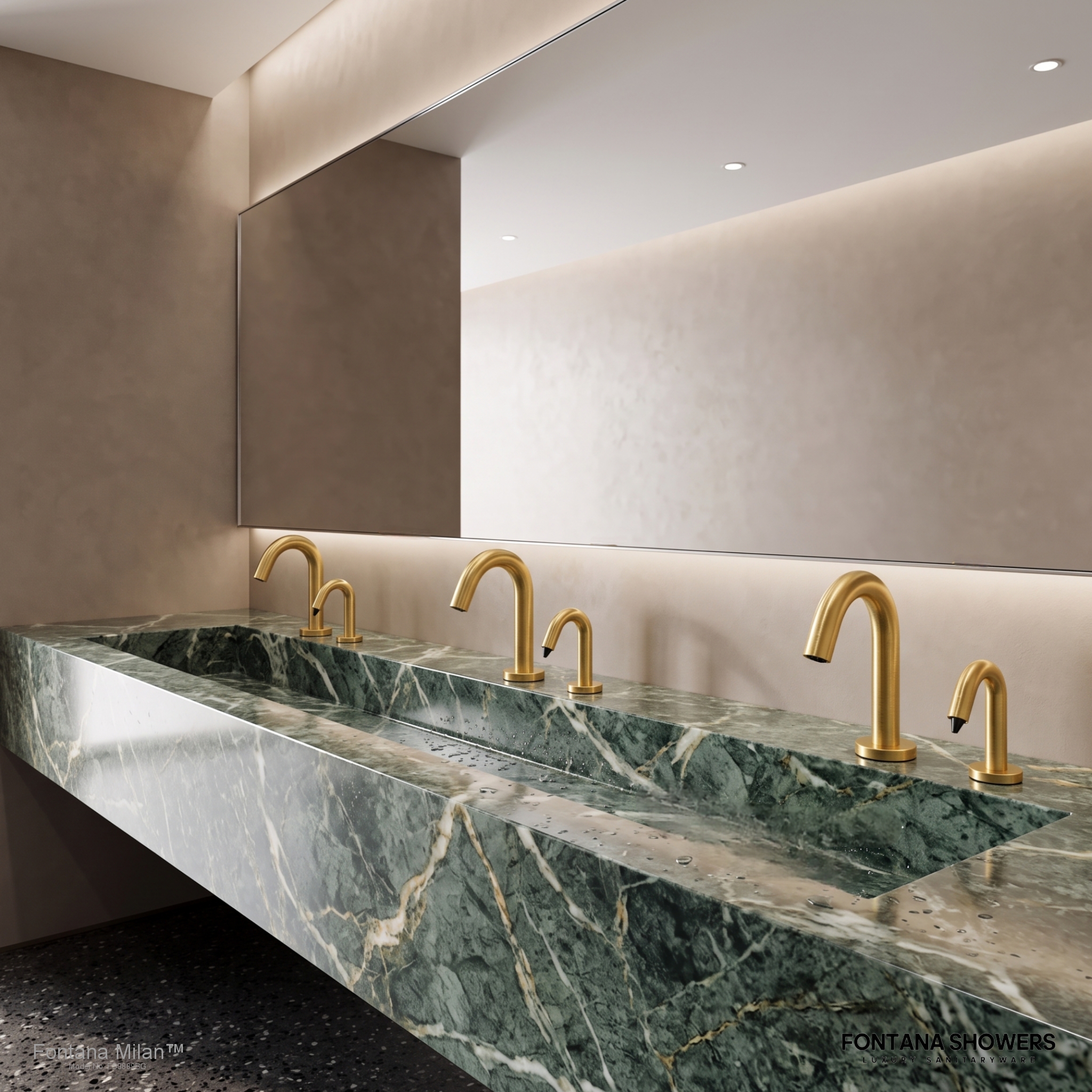 Fontana Milan Brushed Gold Sensor Faucet and Automatic Soap Dispenser Set - FS9889BG