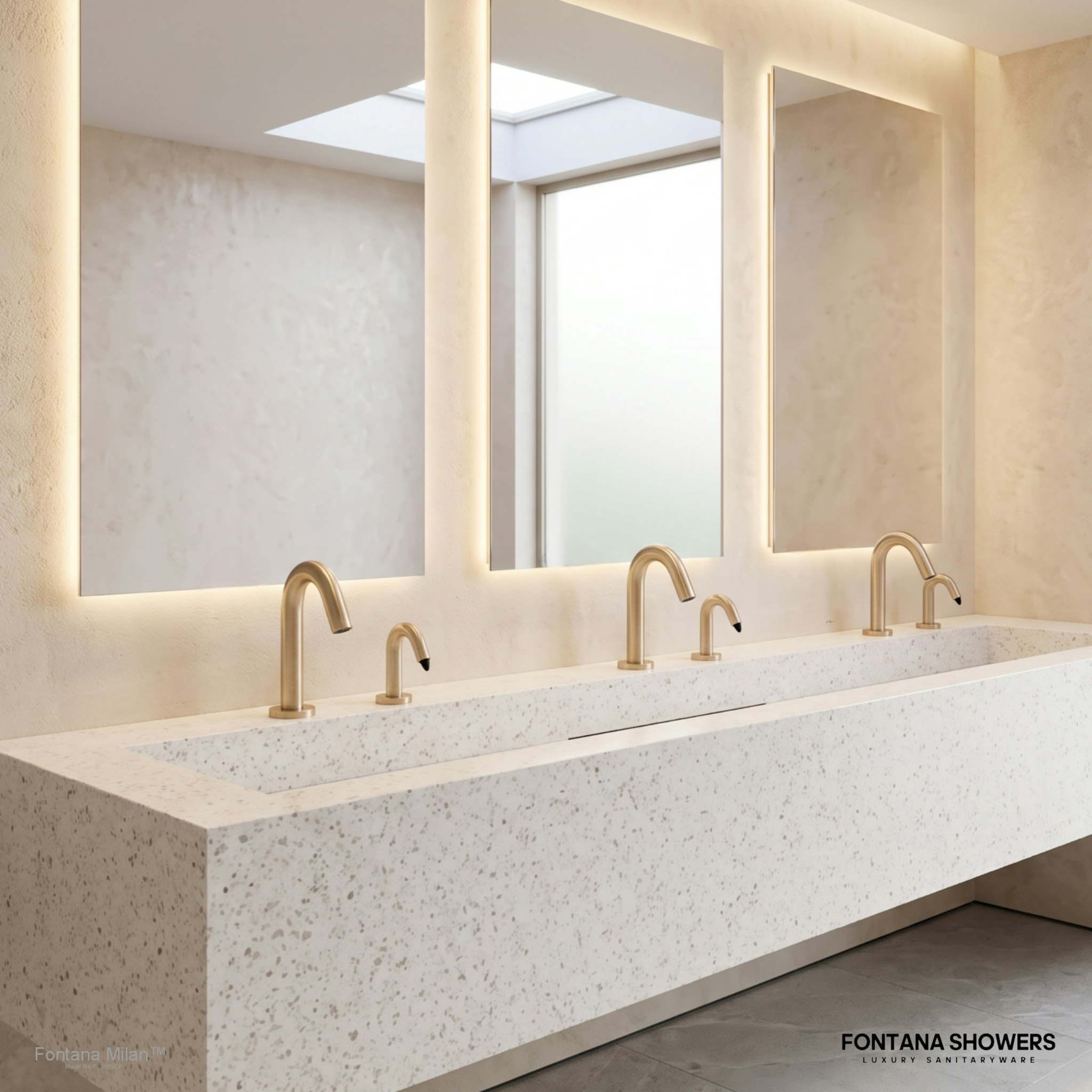 Fontana Milan Champagne Sensor Faucet and Automatic Soap Dispenser Set - FS9889CP