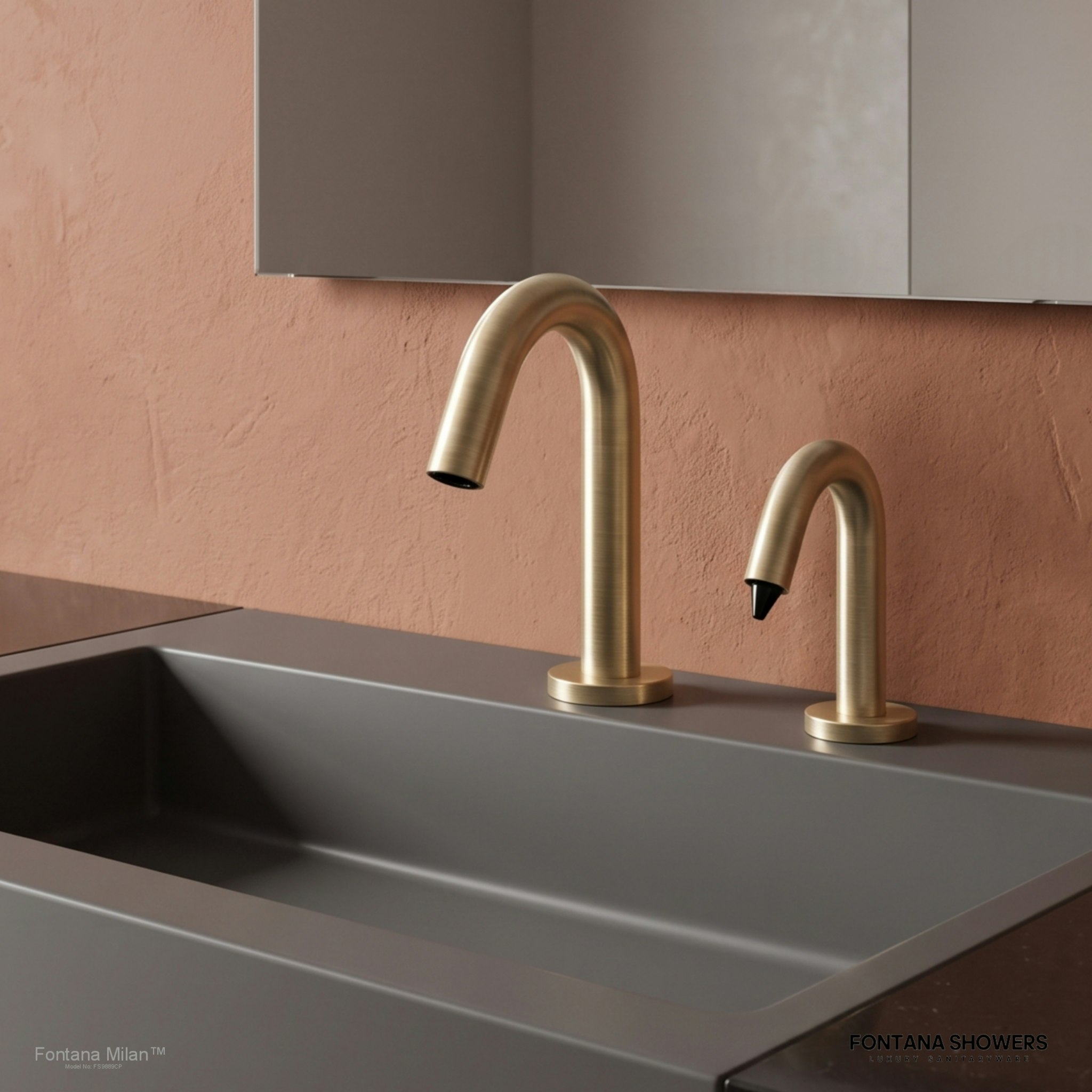 Fontana Milan Champagne Sensor Faucet and Automatic Soap Dispenser Set - FS9889CP