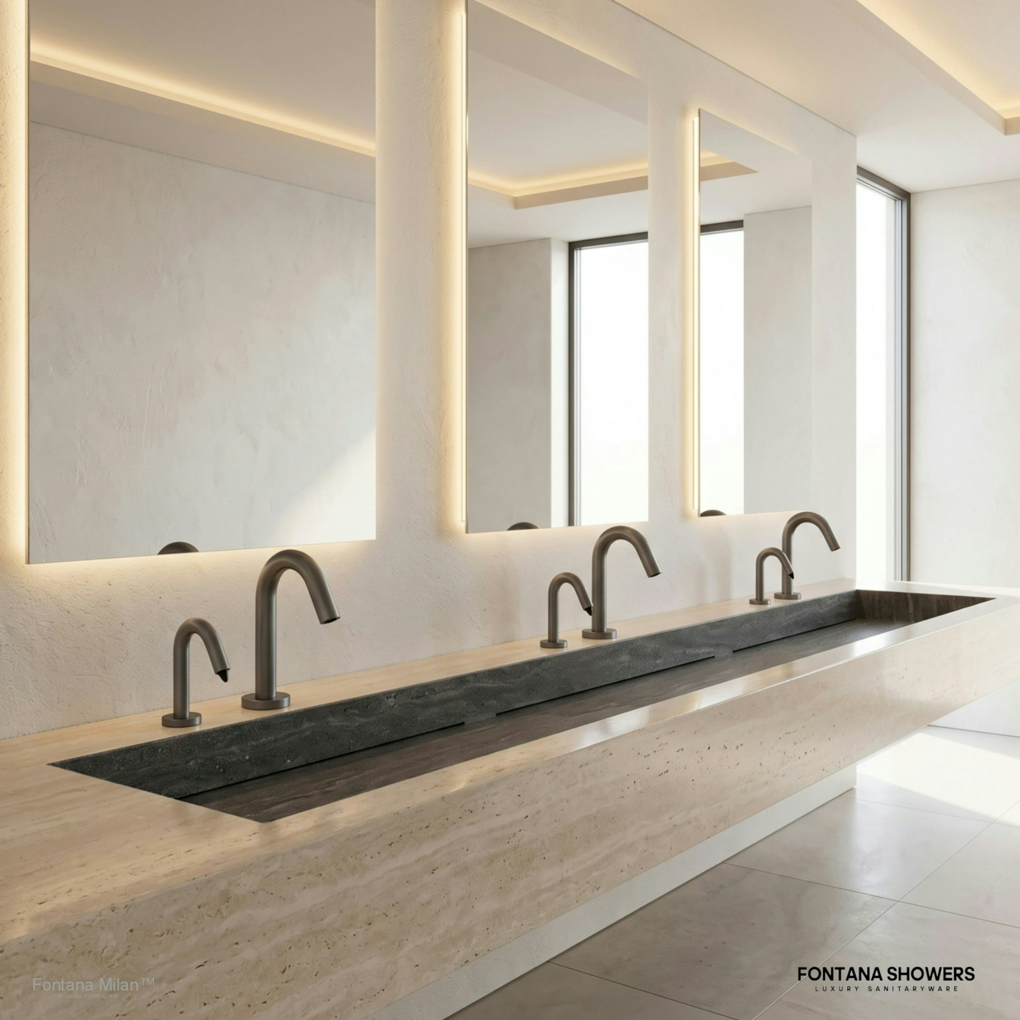 Fontana Milan Gun Metal Gray Sensor Faucet and Automatic Soap Dispenser Set - FS9889GMG