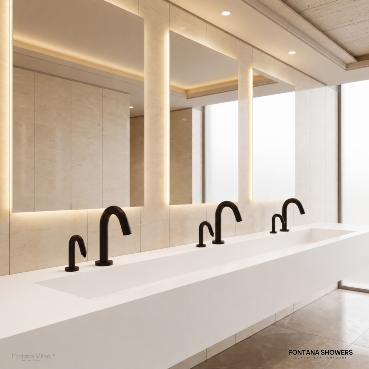 Fontana Milan Matte Black Sensor Faucet and Automatic Soap Dispenser Set - FS9889MB