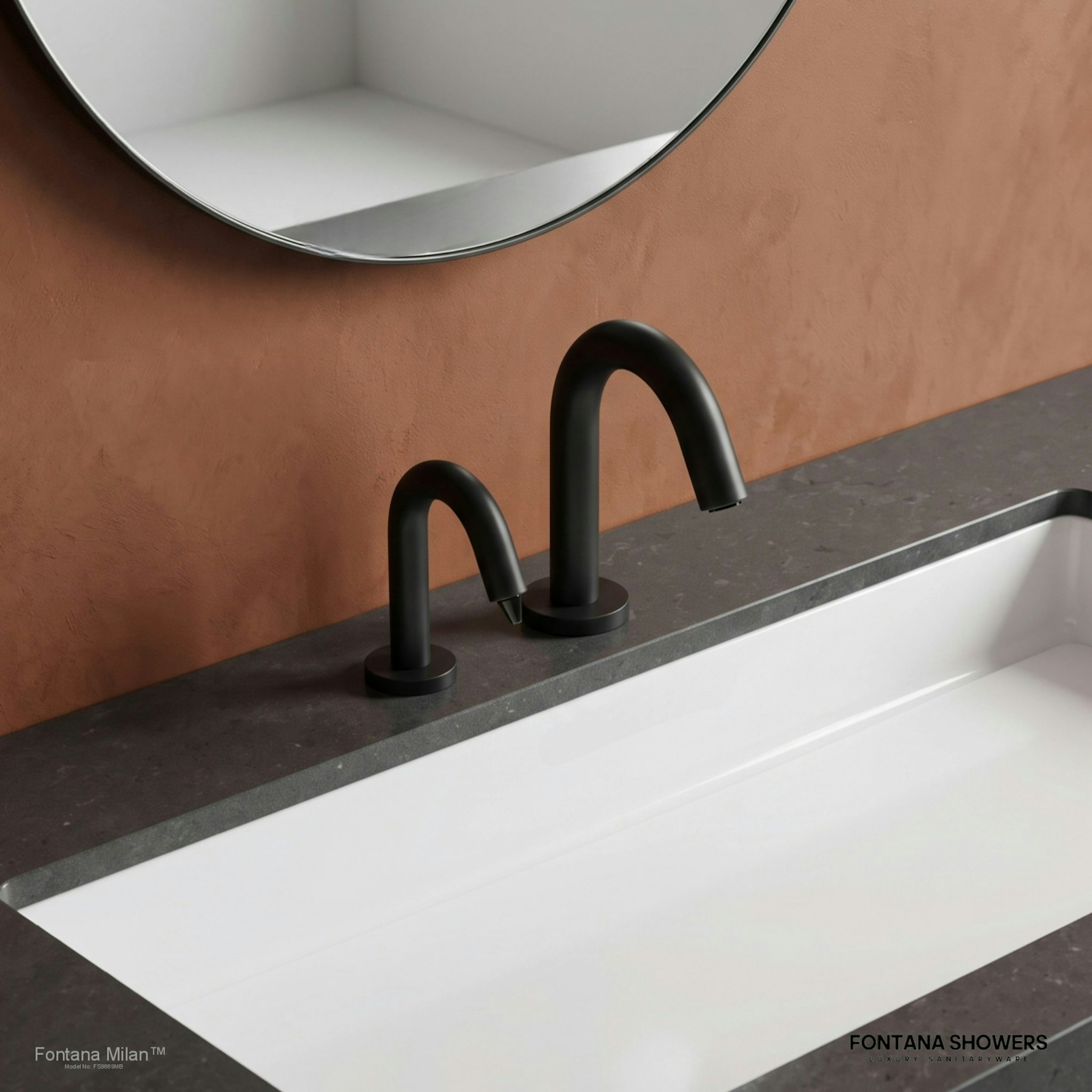 Fontana Milan Matte Black Sensor Faucet and Automatic Soap Dispenser Set - FS9889MB