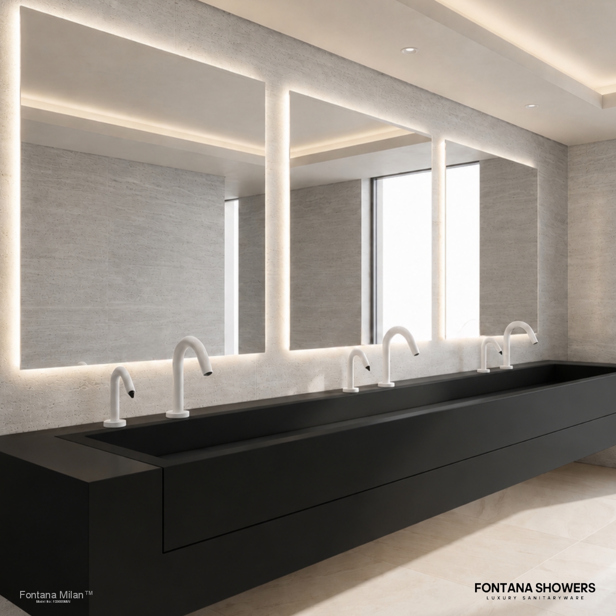 Fontana Milan Matte White Sensor Faucet and Automatic Soap Dispenser Set - FS9889MW