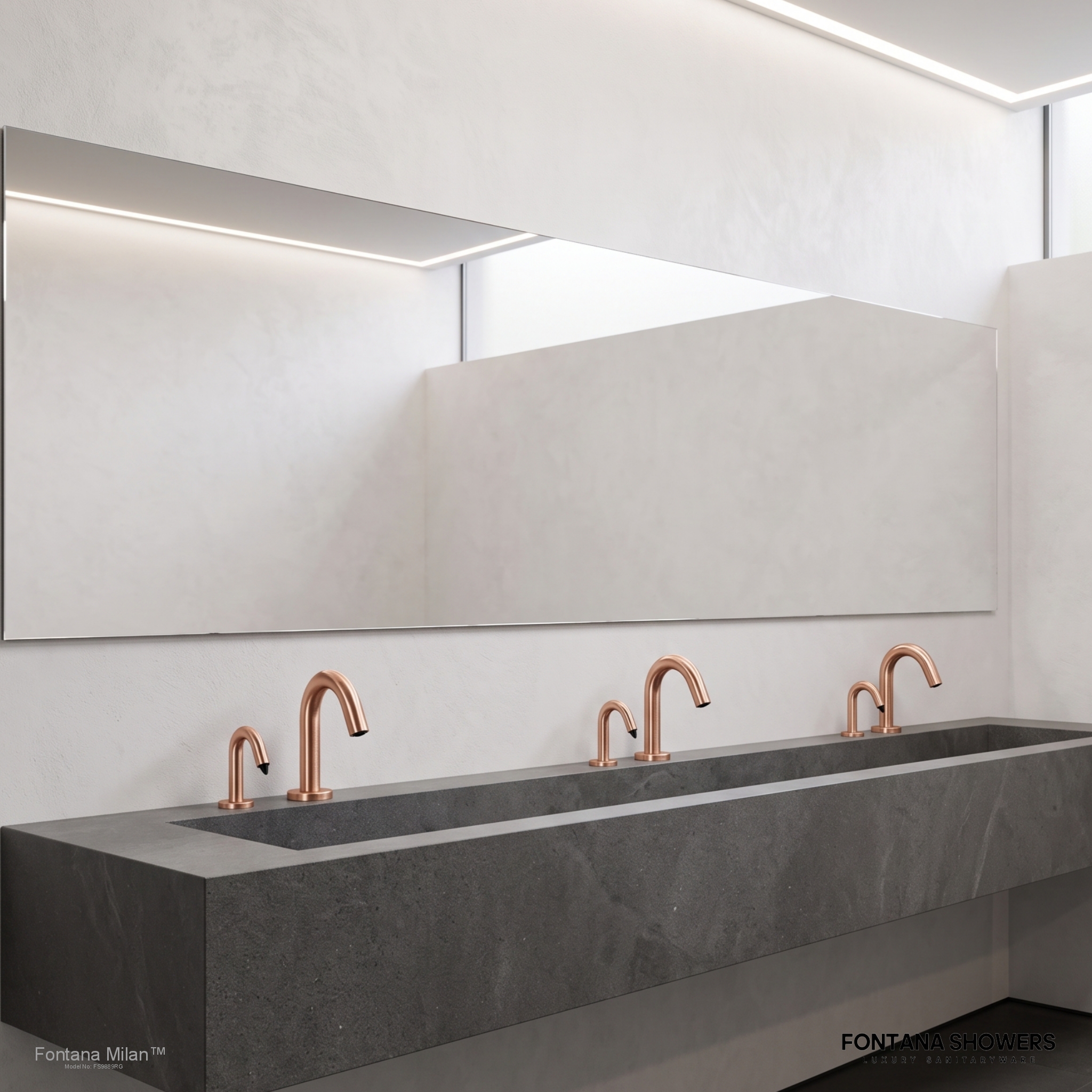 Fontana Milan Rose Gold Sensor Faucet and Automatic Soap Dispenser Set - FS9889RG