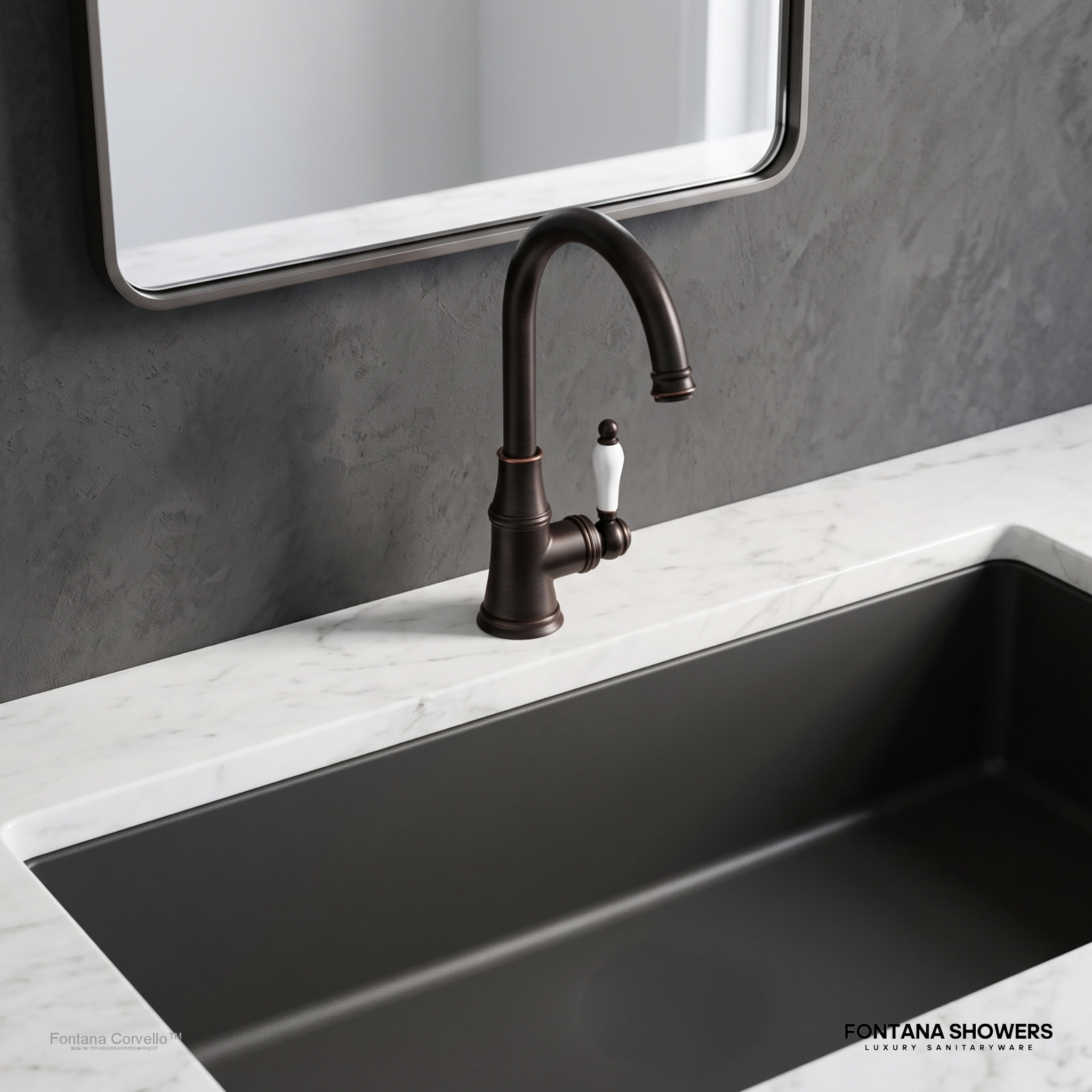 Fontana Long Neck Dark Oil Rubbed Bronze Single Handle Deck Mount Sink Faucet Mixer Faucet