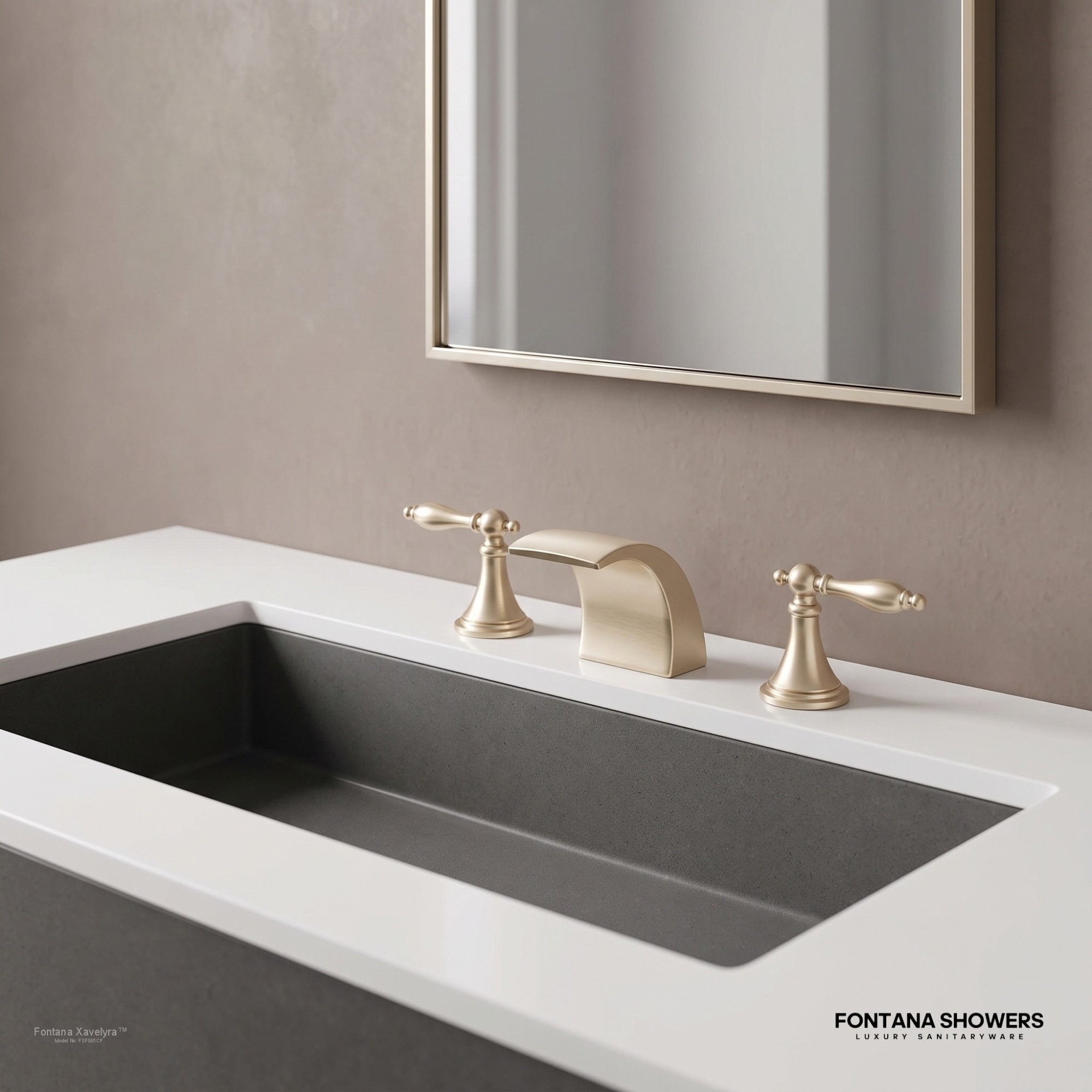 Fontana Xavelyra Champagne Dual Handle Waterfall Faucet