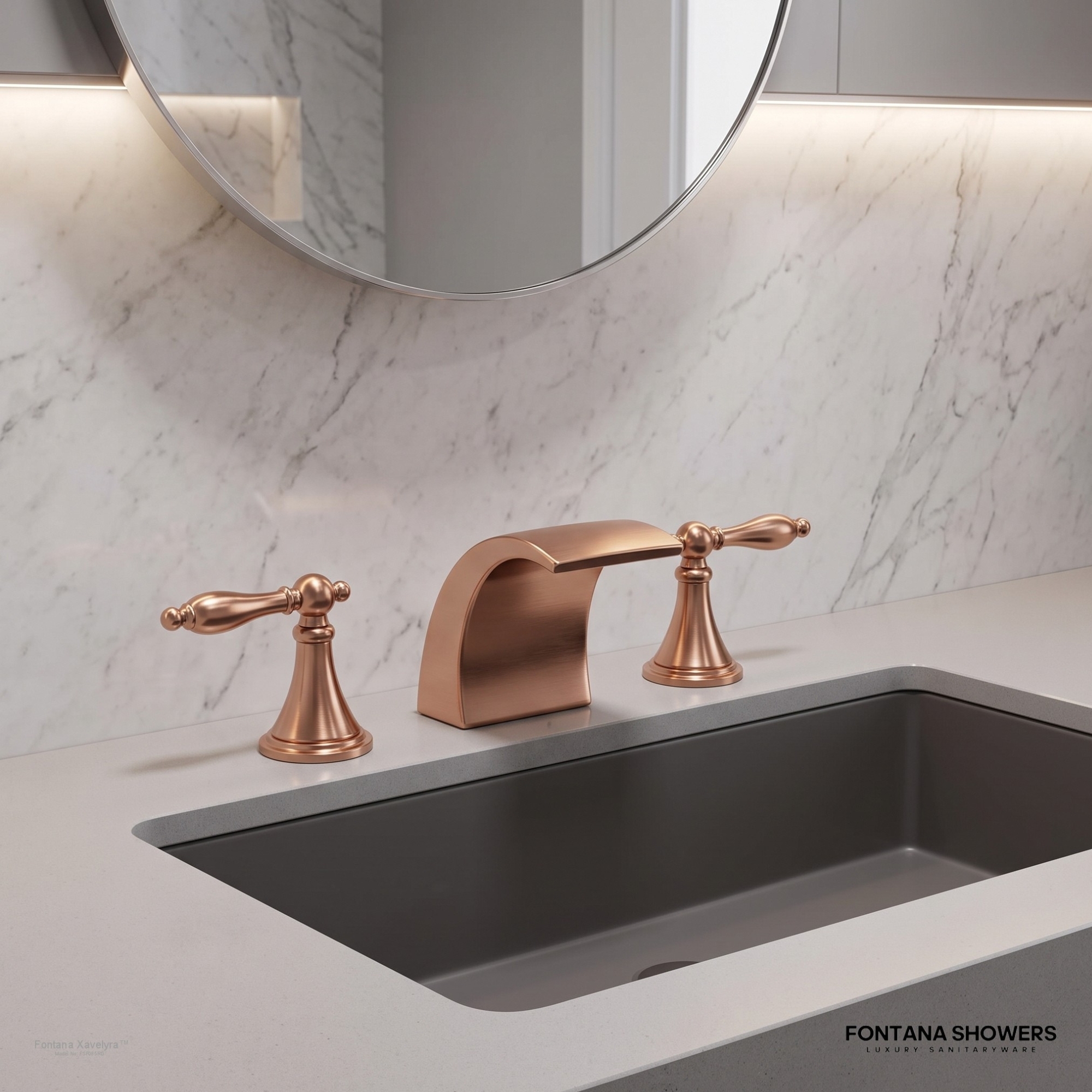 Fontana Xavelyra Rose Gold Waterfall Faucet