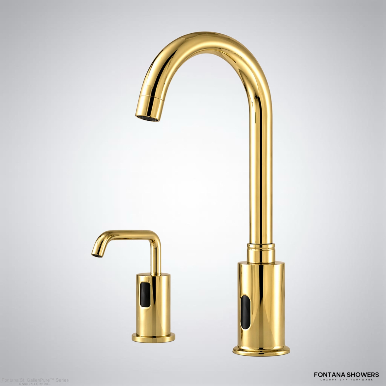 Fontana Commercial Automatic Gold Finish Sensor Faucet and Soap Dispenser