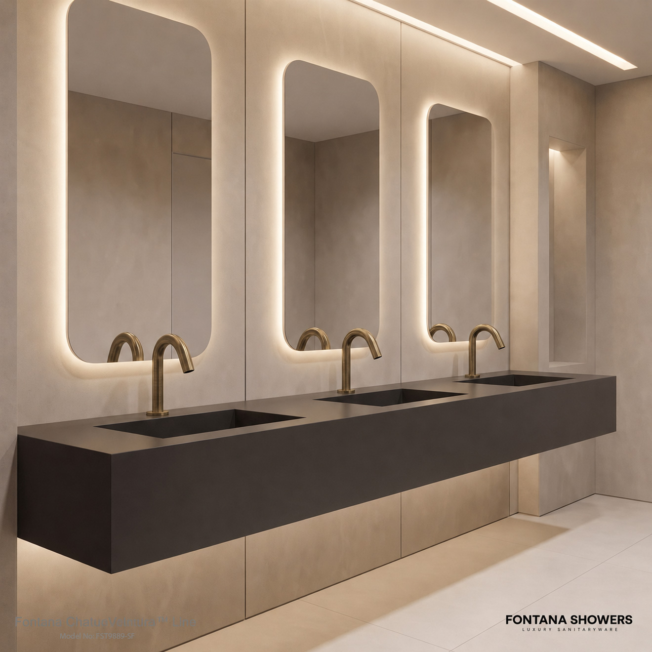 Fontana Chatue commercial automatic touchless sensor faucet antique brass finish alternate view