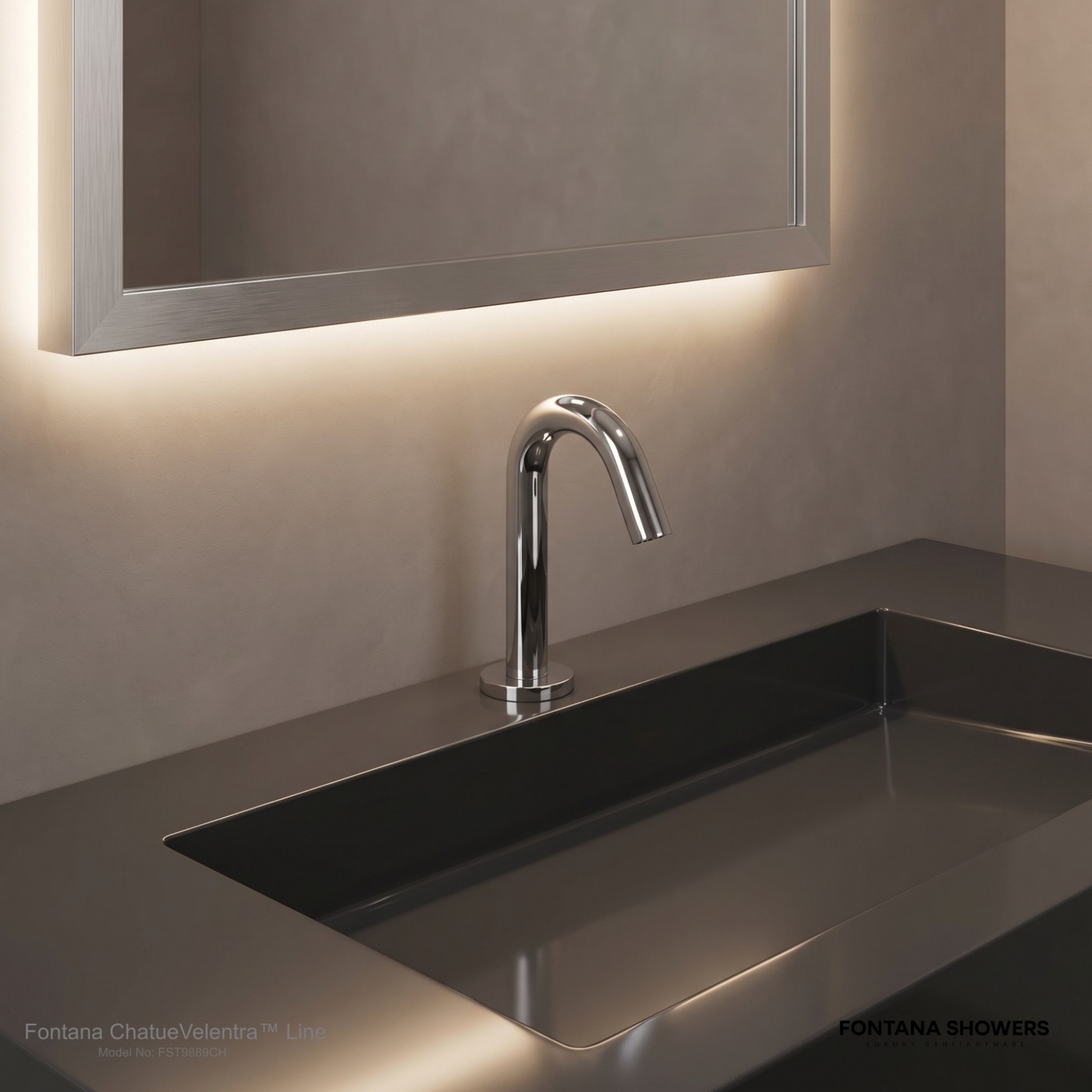 Fontana Milan freestanding chrome automatic sensor faucet and soap dispenser alternate view