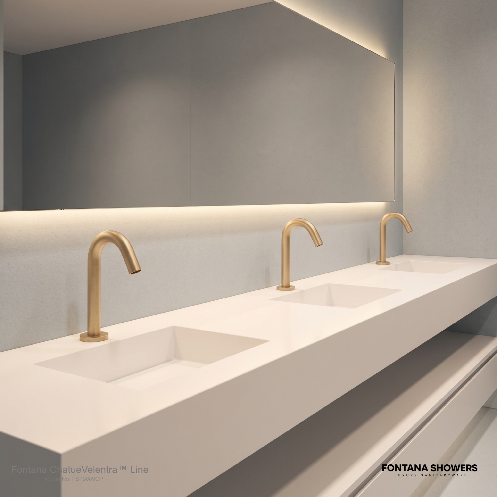 Fontana Milan freestanding champagne automatic sensor faucet and soap dispenser alternate view
