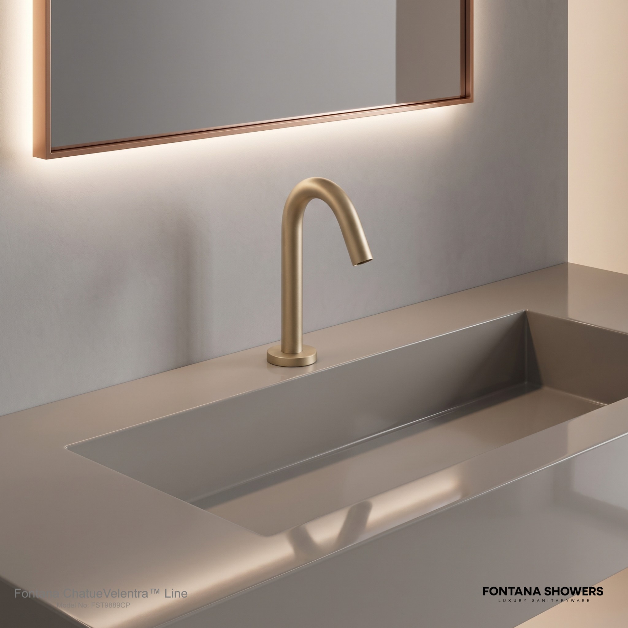 Fontana Milan freestanding champagne automatic sensor faucet and soap dispenser