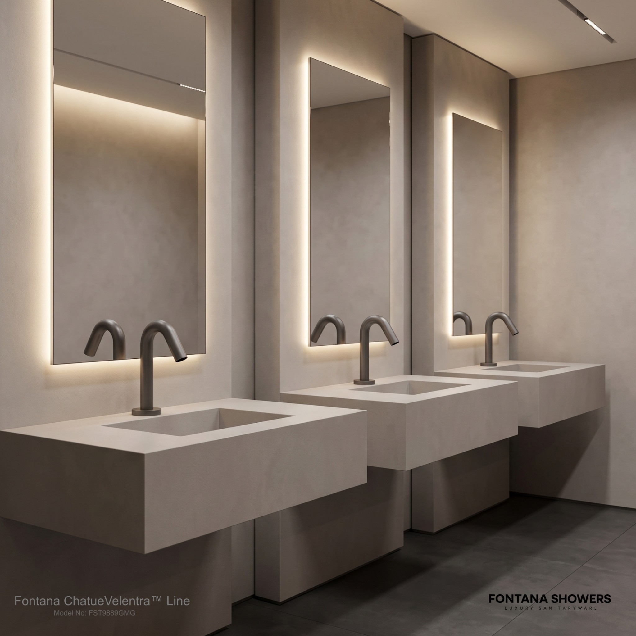 Fontana Milan freestanding gun metal gray automatic sensor faucet and soap dispenser alternate view