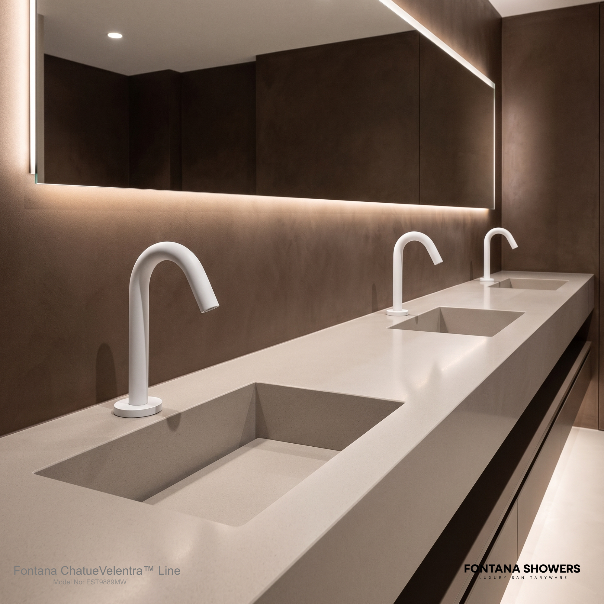 Fontana Milan freestanding matte white automatic sensor faucet and soap dispenser alternate view