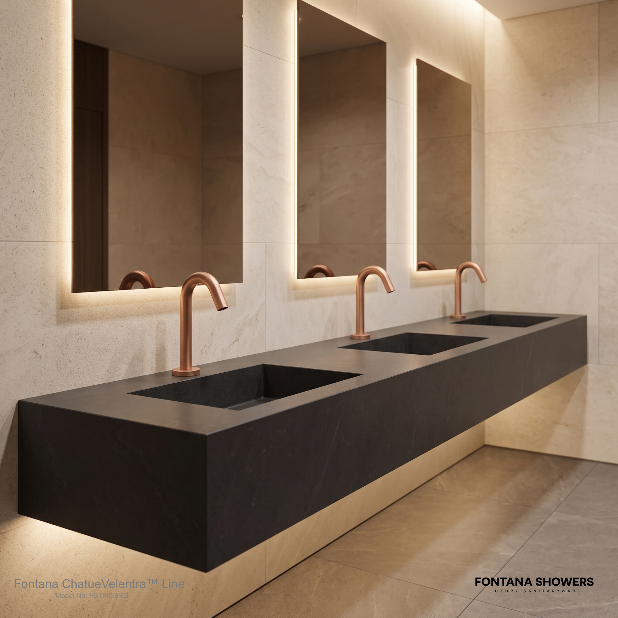 Fontana Milan freestanding rose gold automatic sensor faucet and soap dispenser alternate view